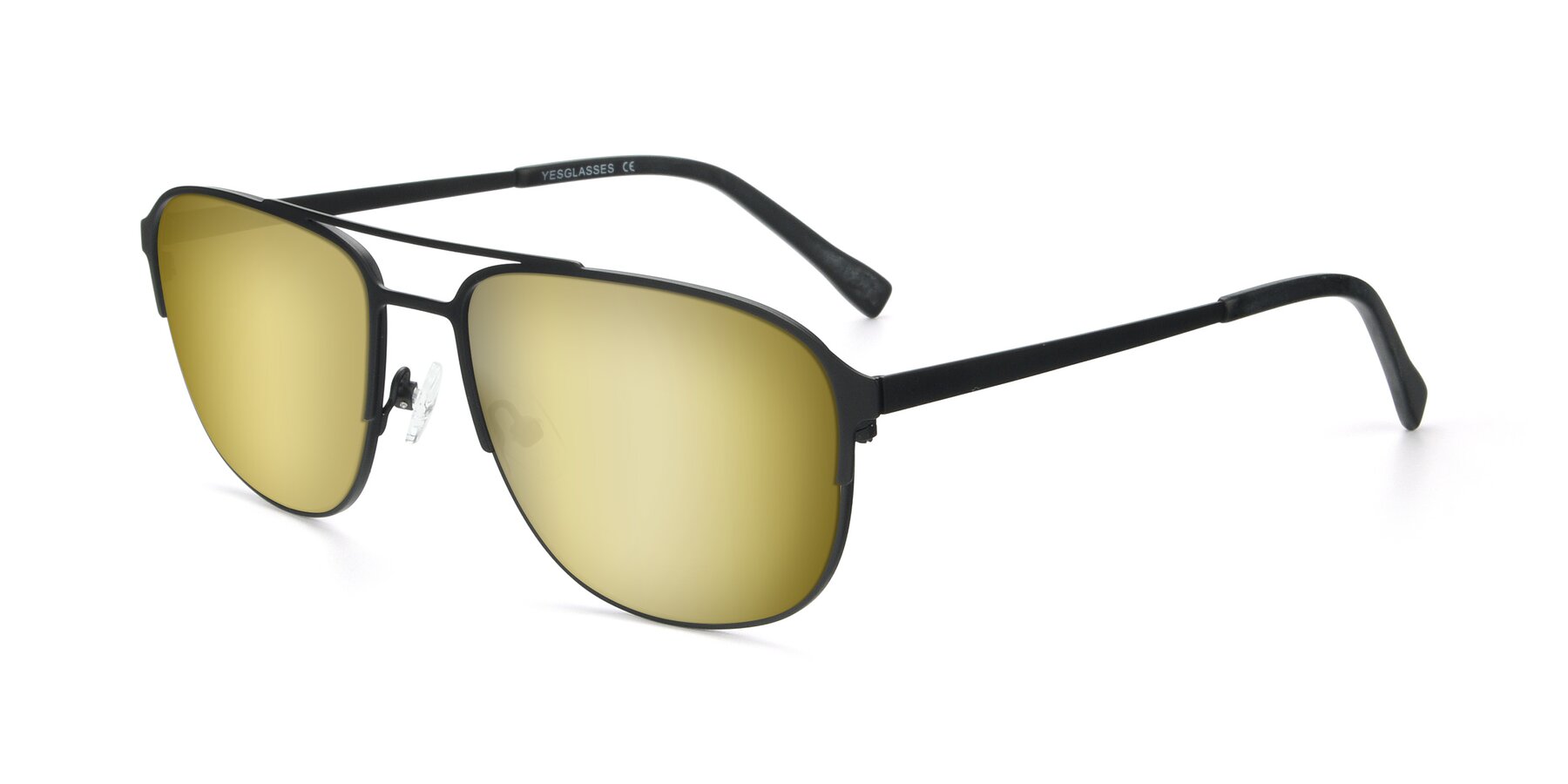 Angle of 9513 in Antique Black with Gold Mirrored Lenses