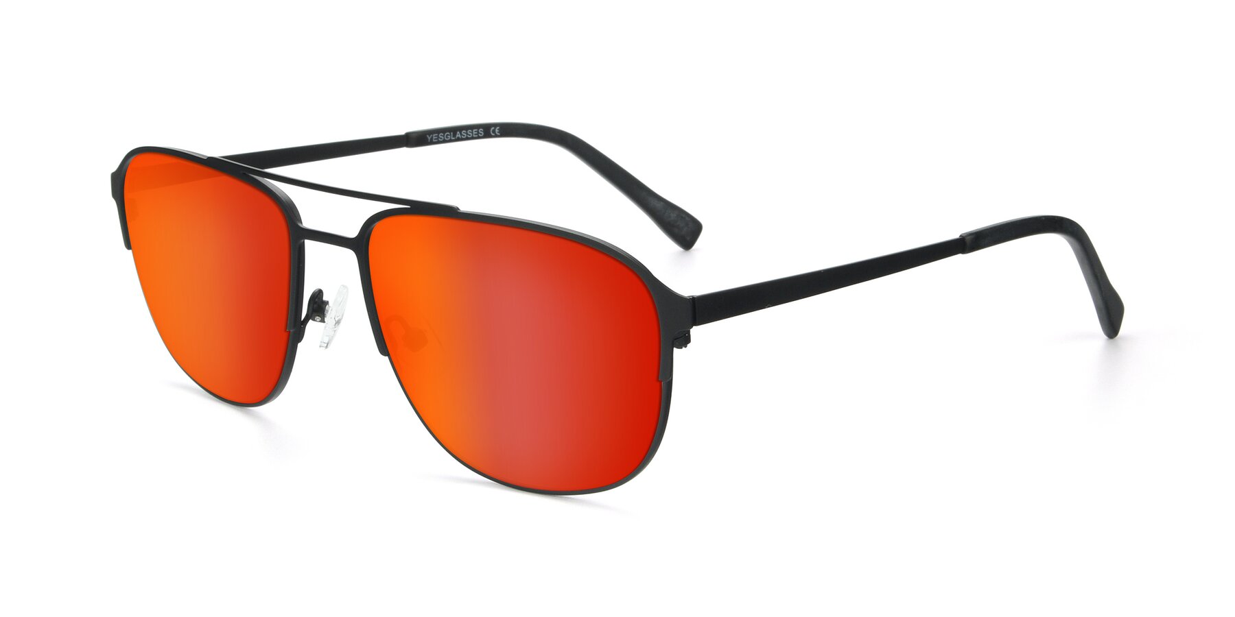 Angle of 9513 in Antique Black with Red Gold Mirrored Lenses