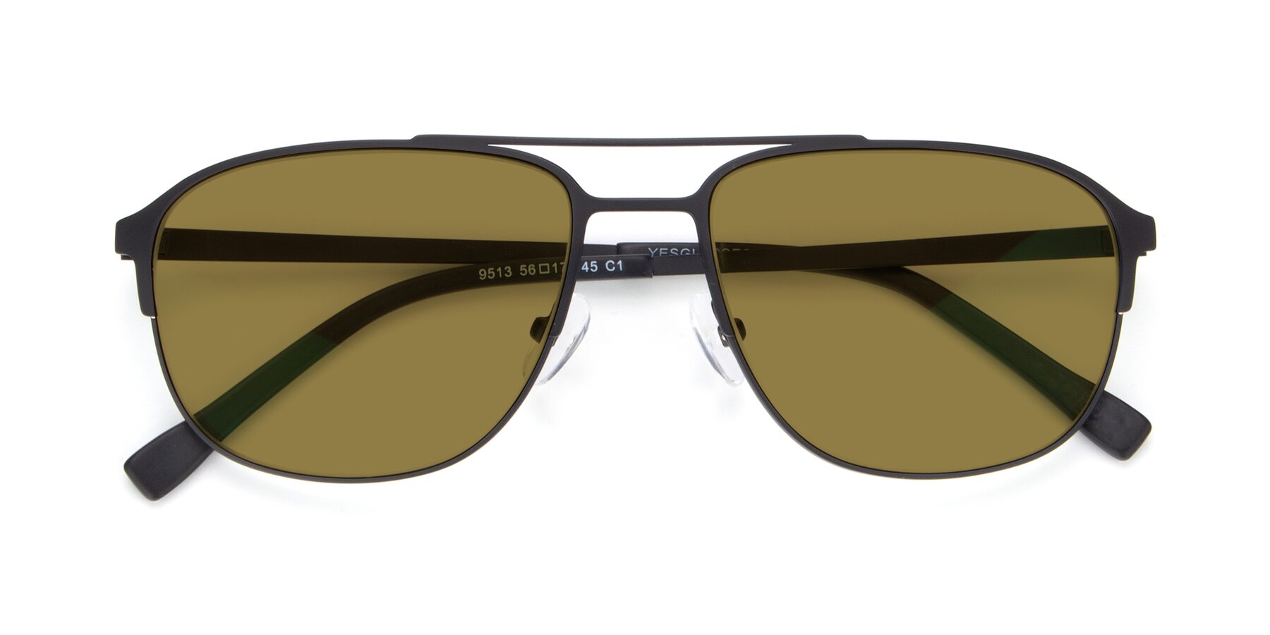 Folded Front of 9513 in Antique Black with Brown Polarized Lenses
