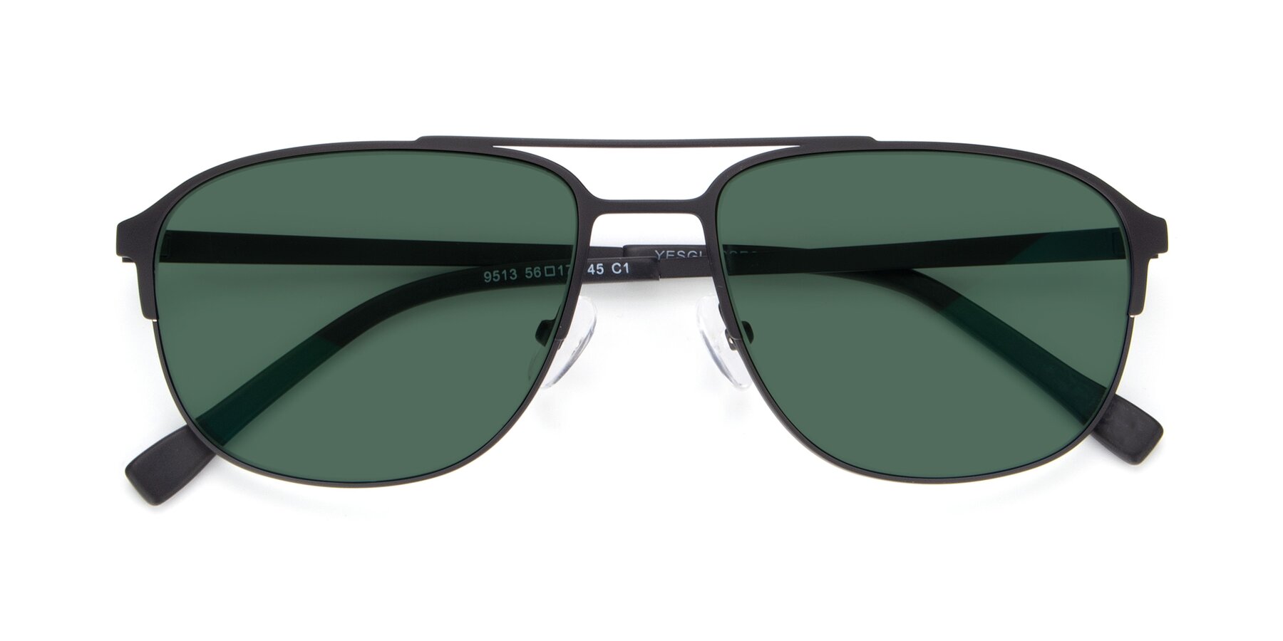 Folded Front of 9513 in Antique Black with Green Polarized Lenses