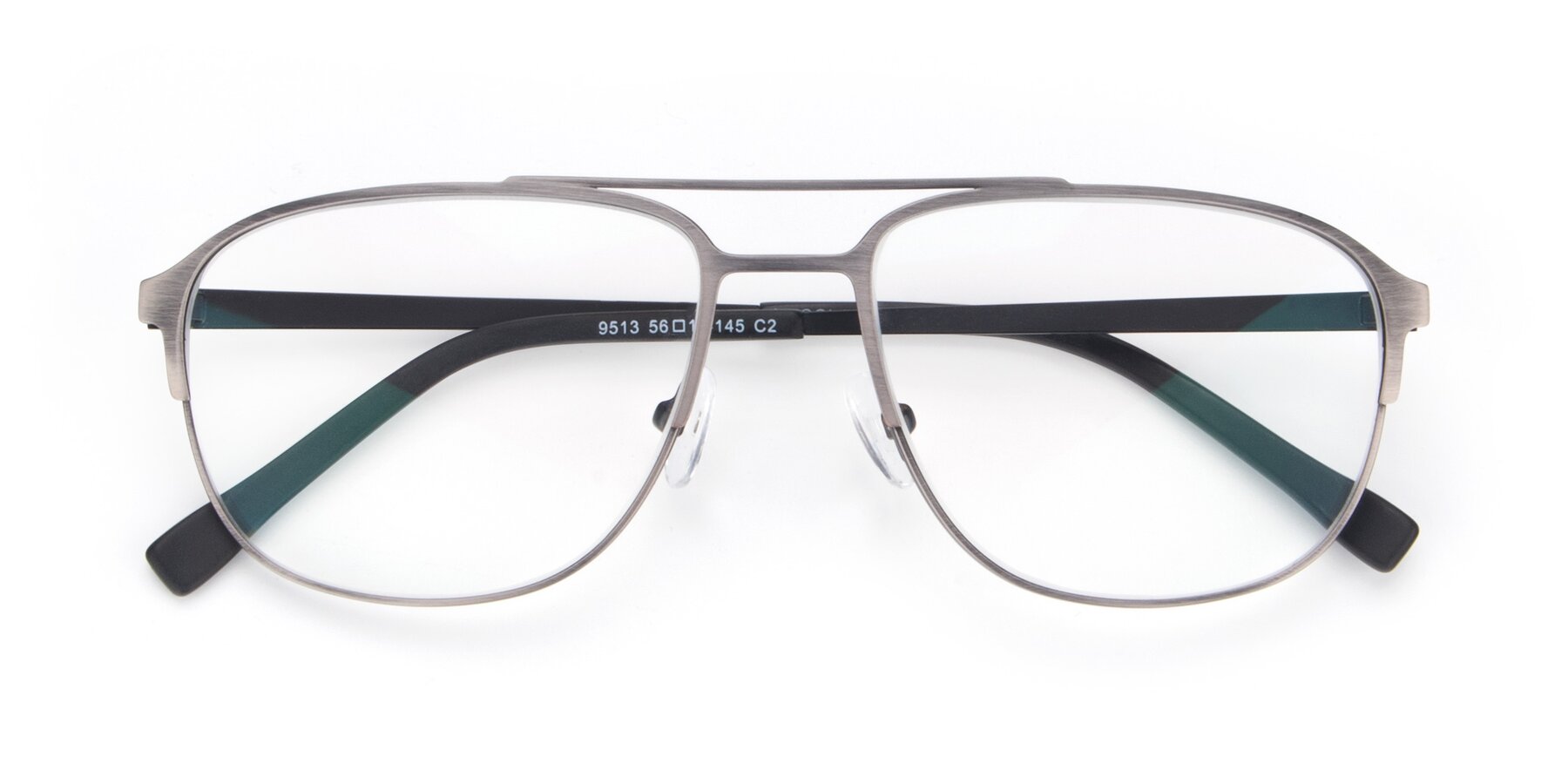 Folded Front of 9513 in Antique Silver with Clear Blue Light Blocking Lenses