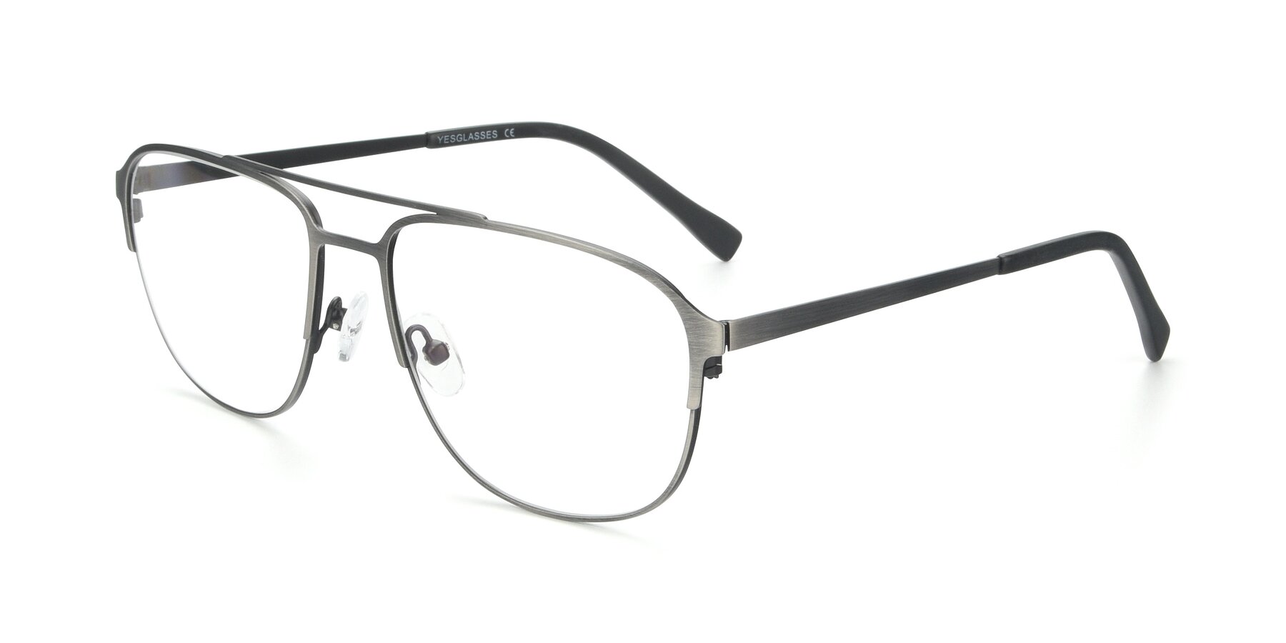 Angle of 9513 in Antique Silver with Clear Eyeglass Lenses