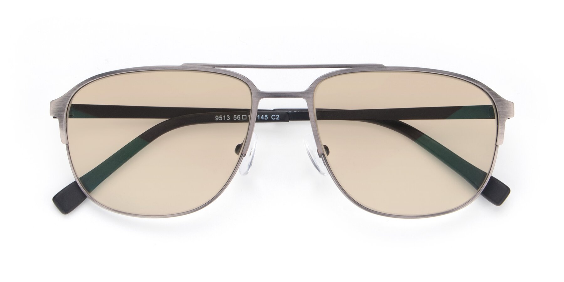 Folded Front of 9513 in Antique Silver with Light Brown Tinted Lenses