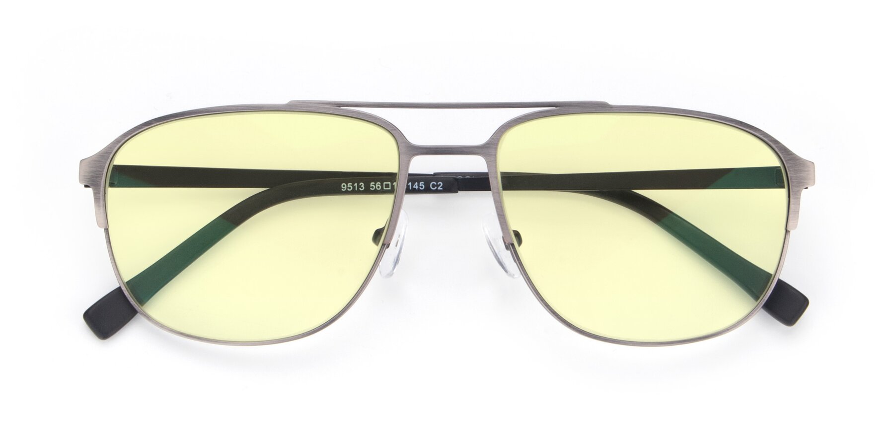 Folded Front of 9513 in Antique Silver with Light Yellow Tinted Lenses