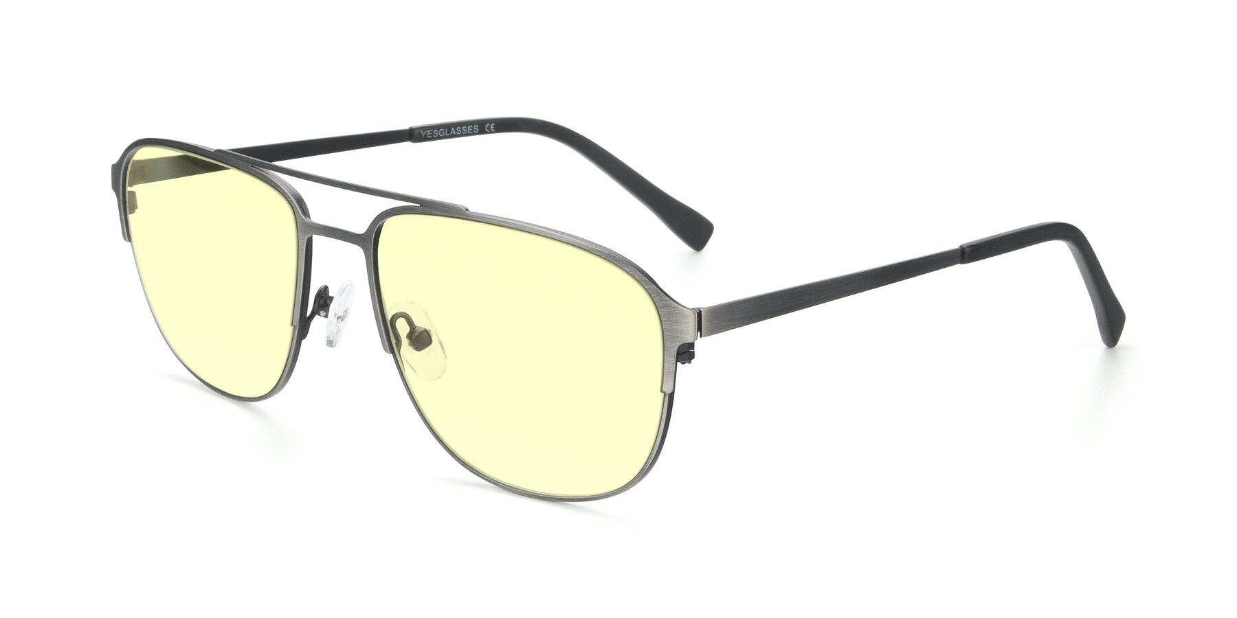 Angle of 9513 in Antique Silver with Light Yellow Tinted Lenses
