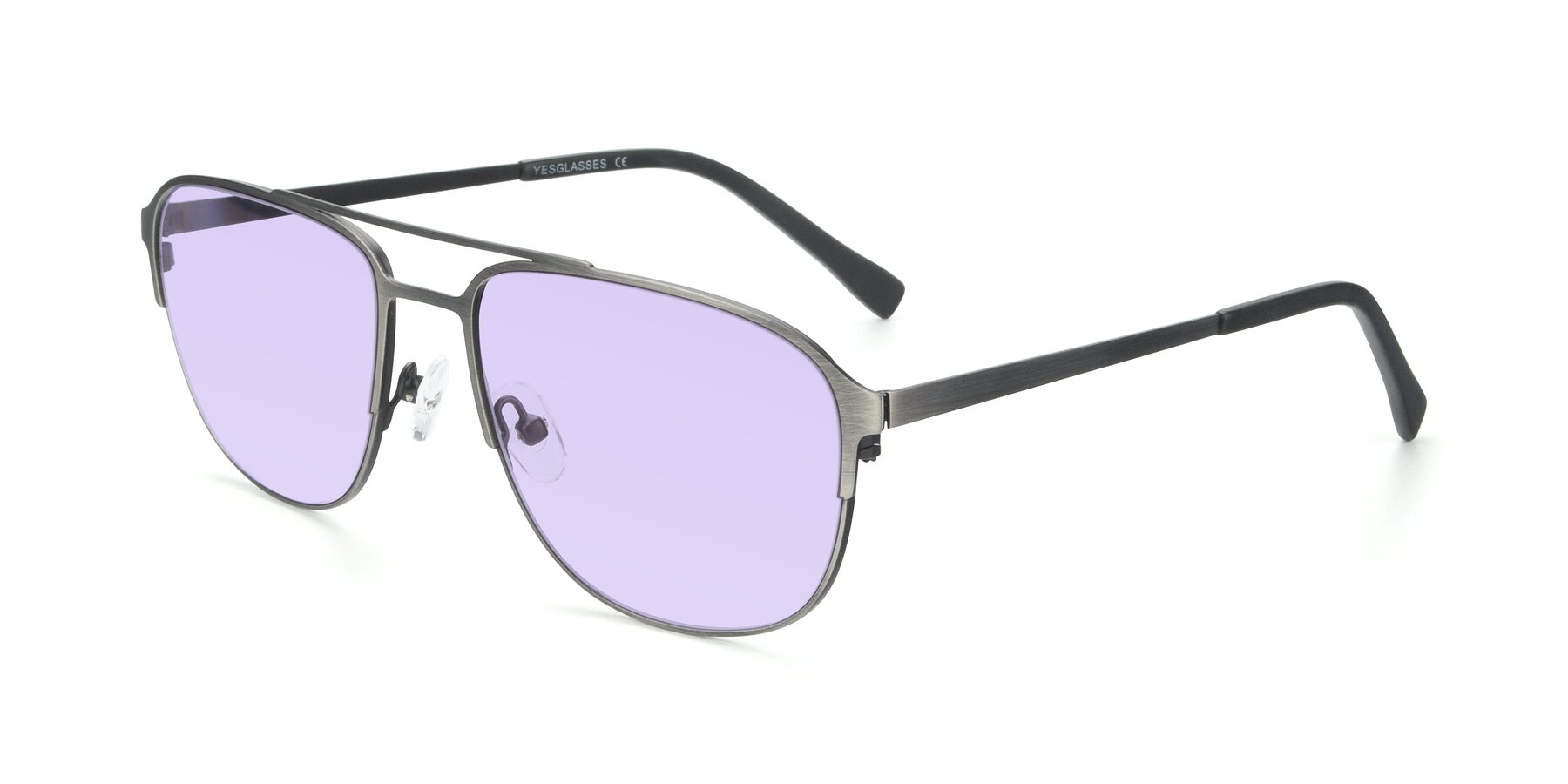 Angle of 9513 in Antique Silver with Light Purple Tinted Lenses