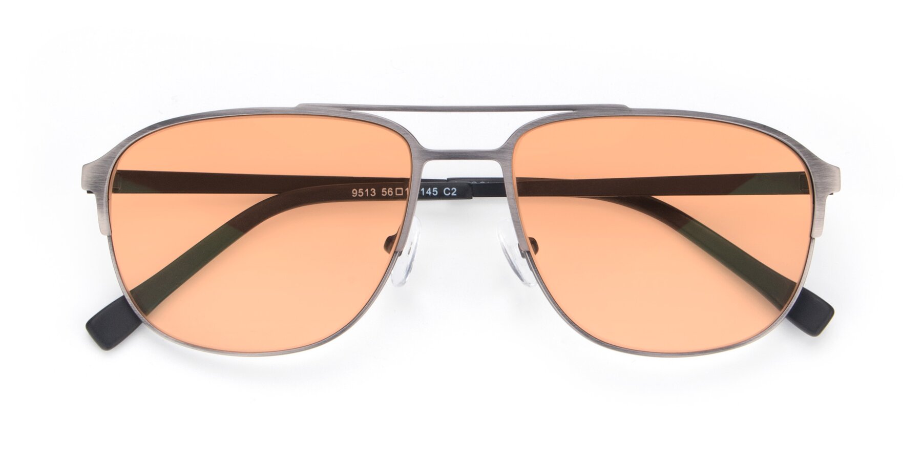Folded Front of 9513 in Antique Silver with Light Orange Tinted Lenses