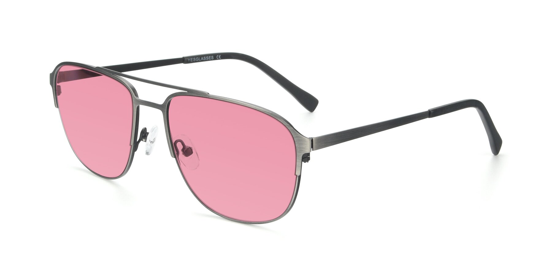 Angle of 9513 in Antique Silver with Pink Tinted Lenses