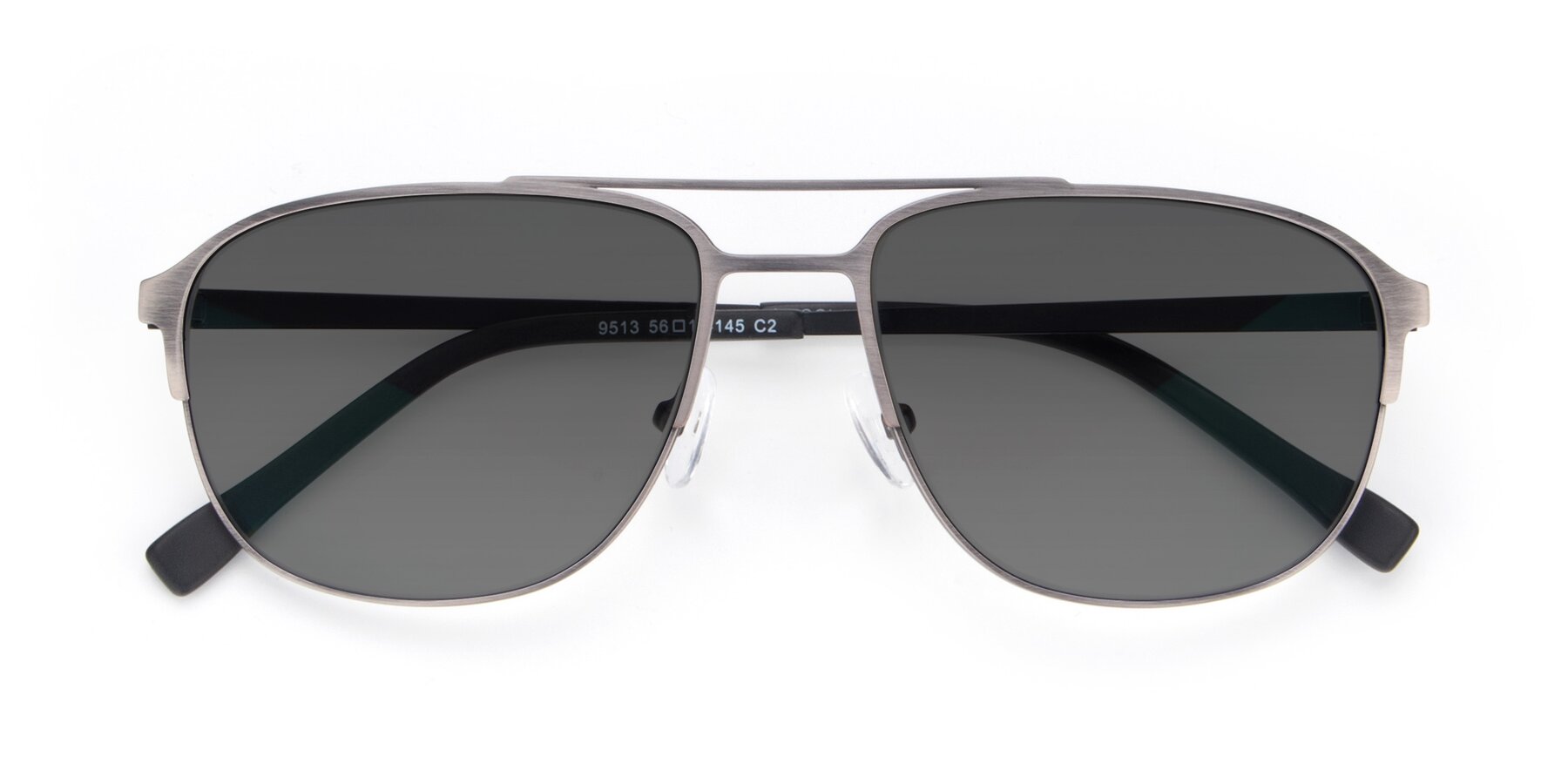 Folded Front of 9513 in Antique Silver with Medium Gray Tinted Lenses