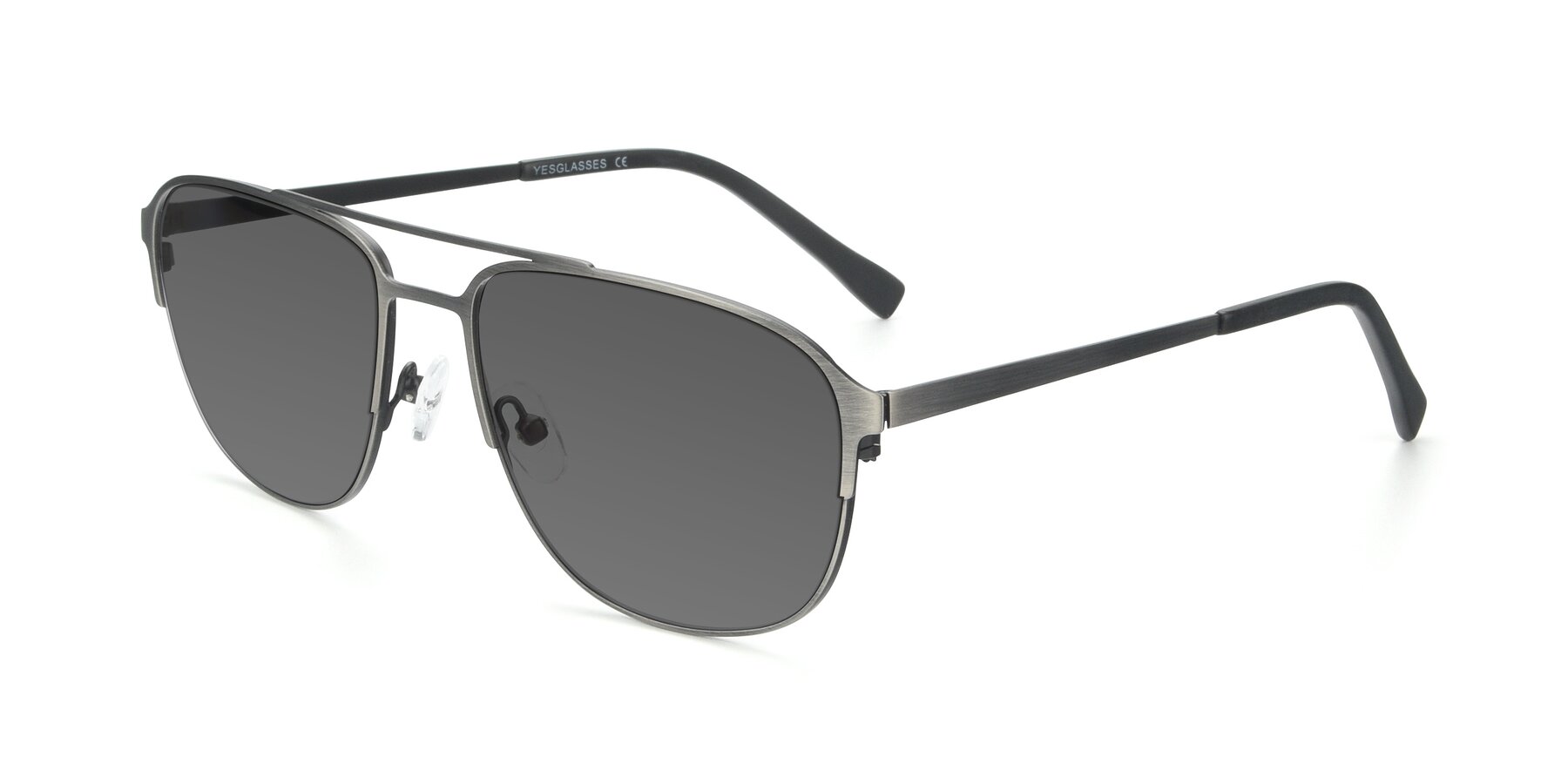 Angle of 9513 in Antique Silver with Medium Gray Tinted Lenses