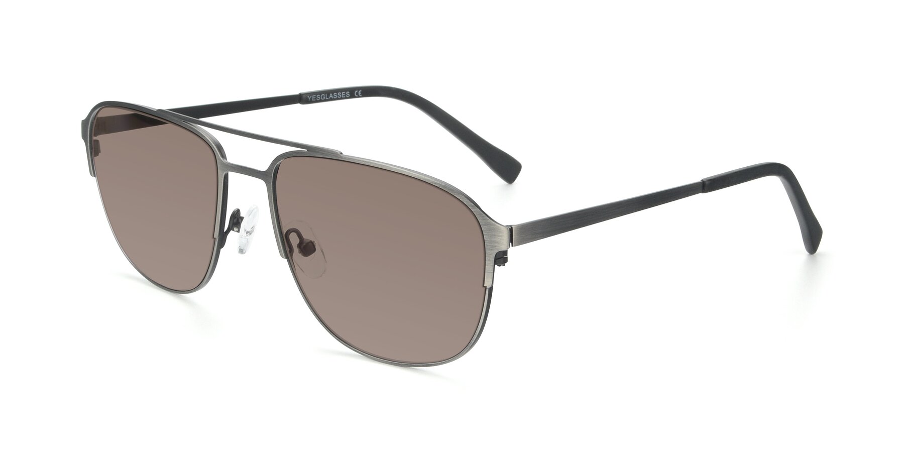Angle of 9513 in Antique Silver with Medium Brown Tinted Lenses