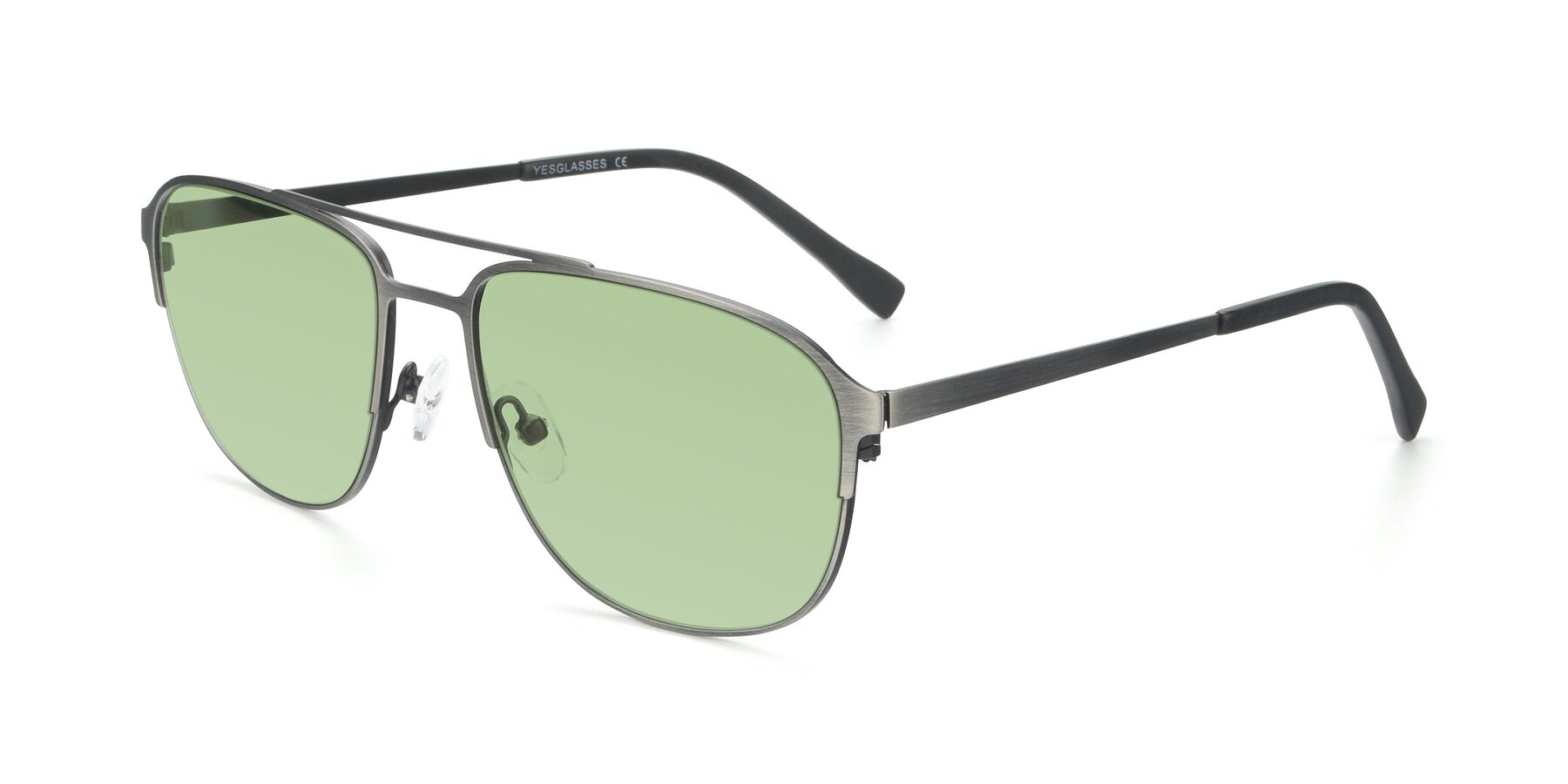 Angle of 9513 in Antique Silver with Medium Green Tinted Lenses
