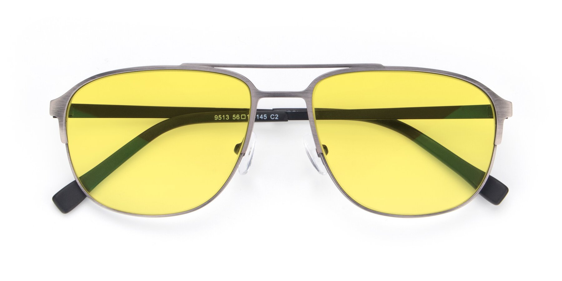 Folded Front of 9513 in Antique Silver with Medium Yellow Tinted Lenses