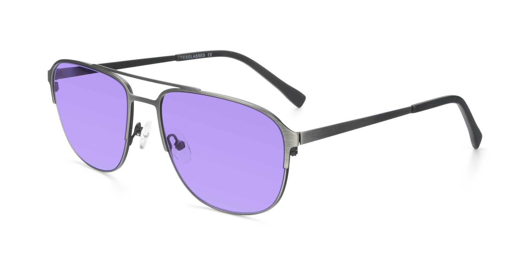 Angle of 9513 in Antique Silver with Medium Purple Tinted Lenses