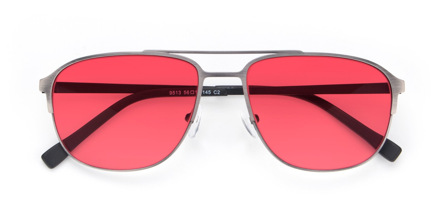 Folded Front of 9513 in Antique Silver with Red Tinted Lenses
