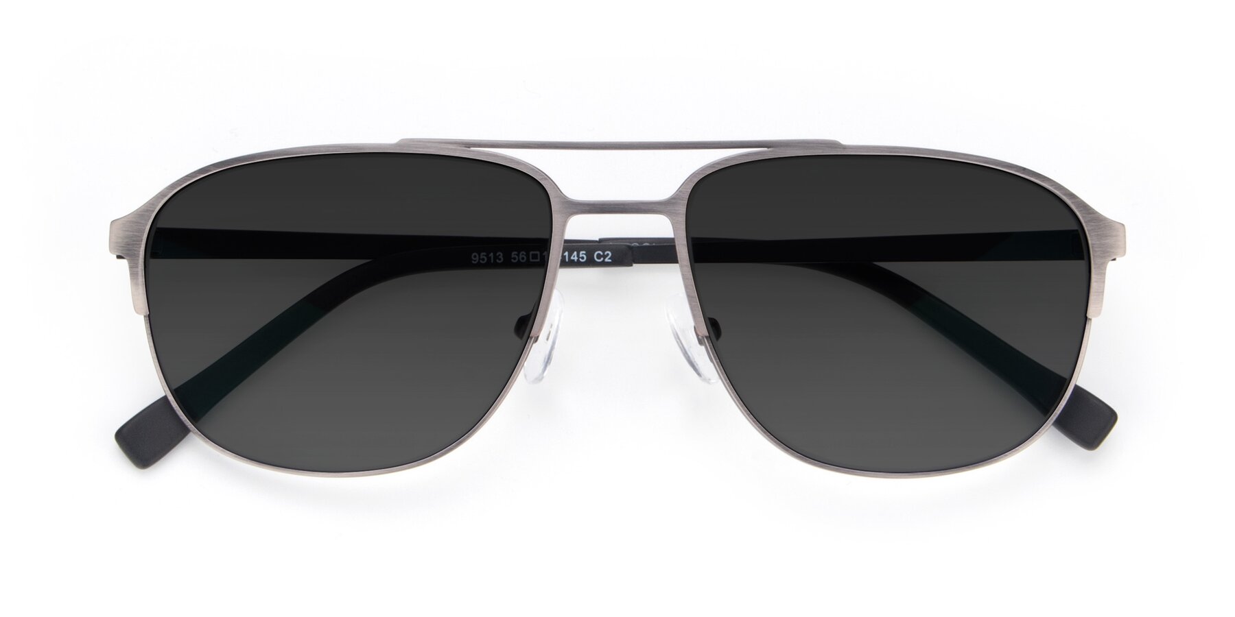 Folded Front of 9513 in Antique Silver with Gray Tinted Lenses