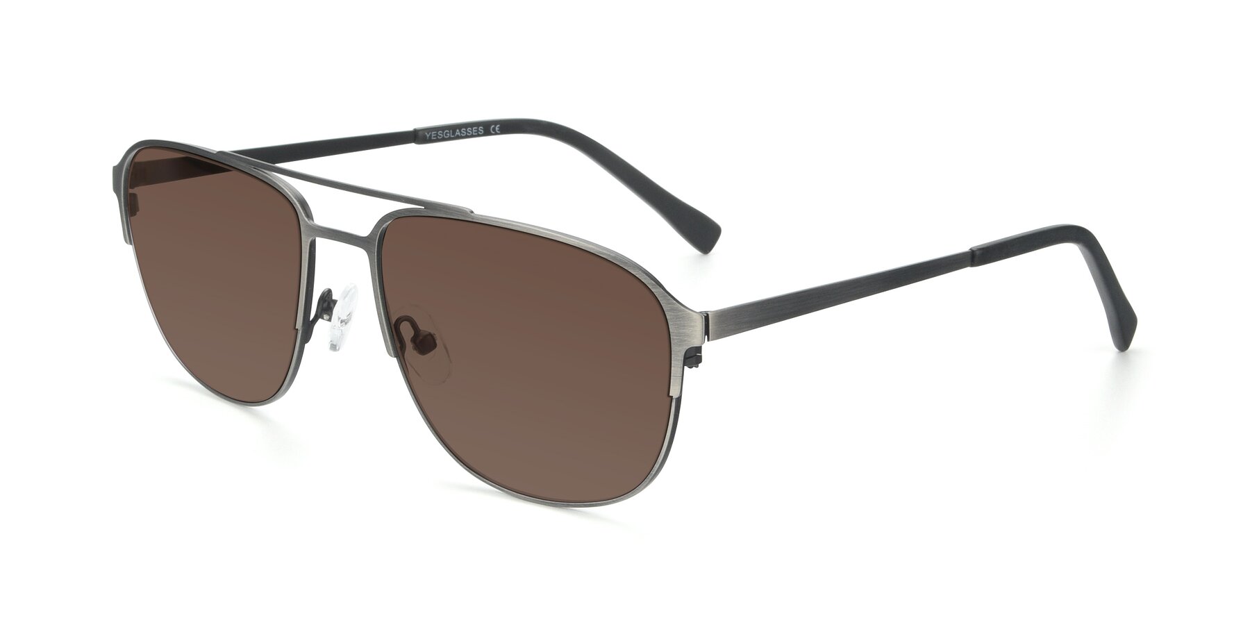 Angle of 9513 in Antique Silver with Brown Tinted Lenses
