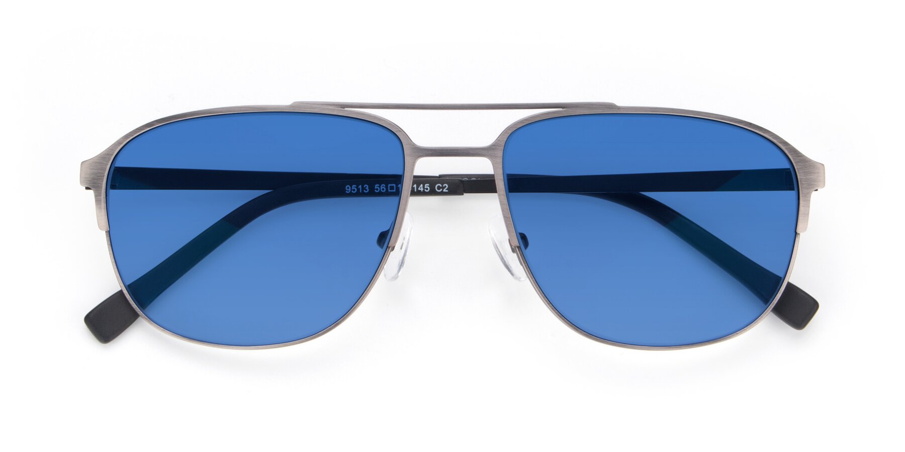 Folded Front of 9513 in Antique Silver with Blue Tinted Lenses