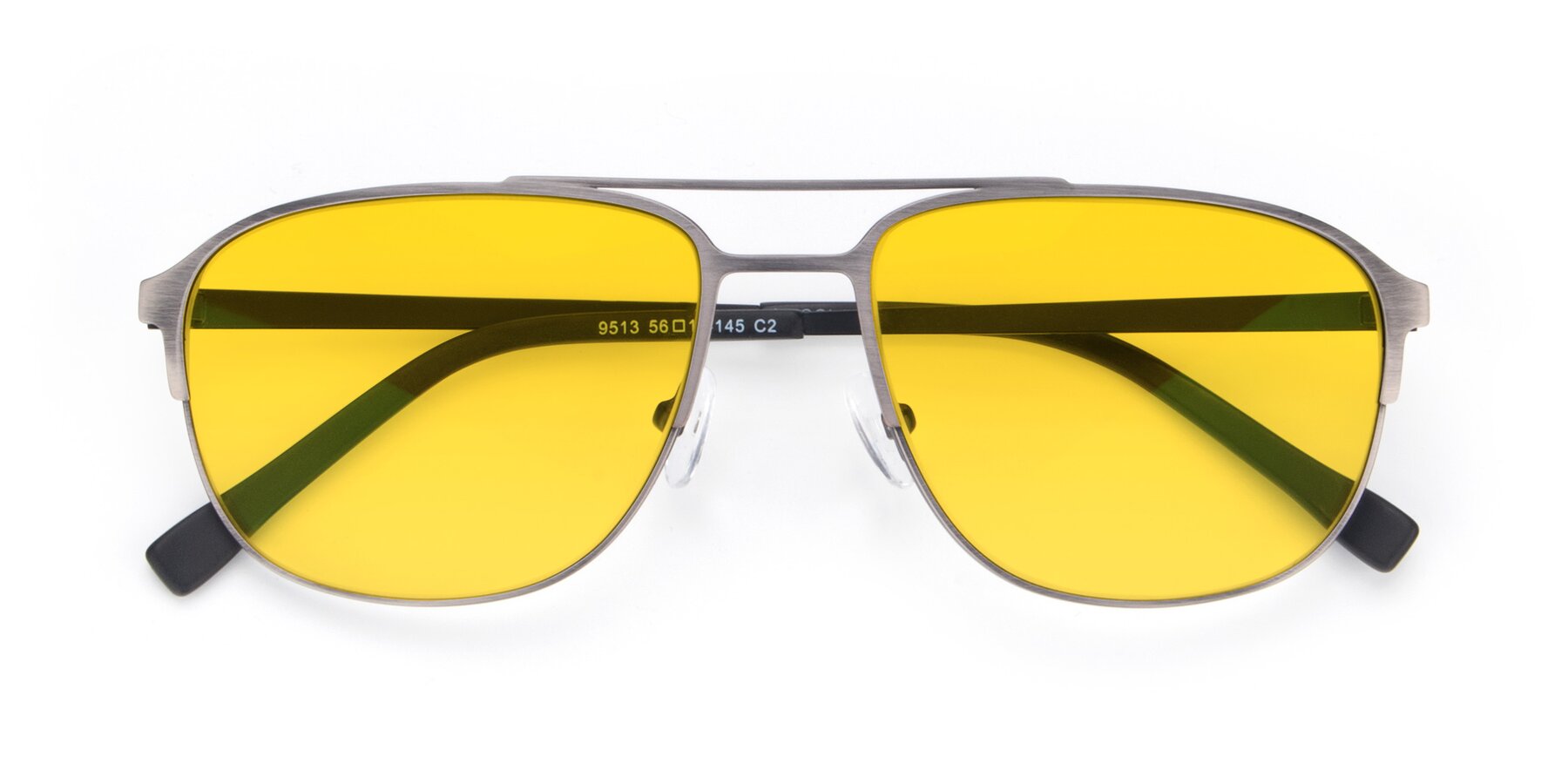 Folded Front of 9513 in Antique Silver with Yellow Tinted Lenses