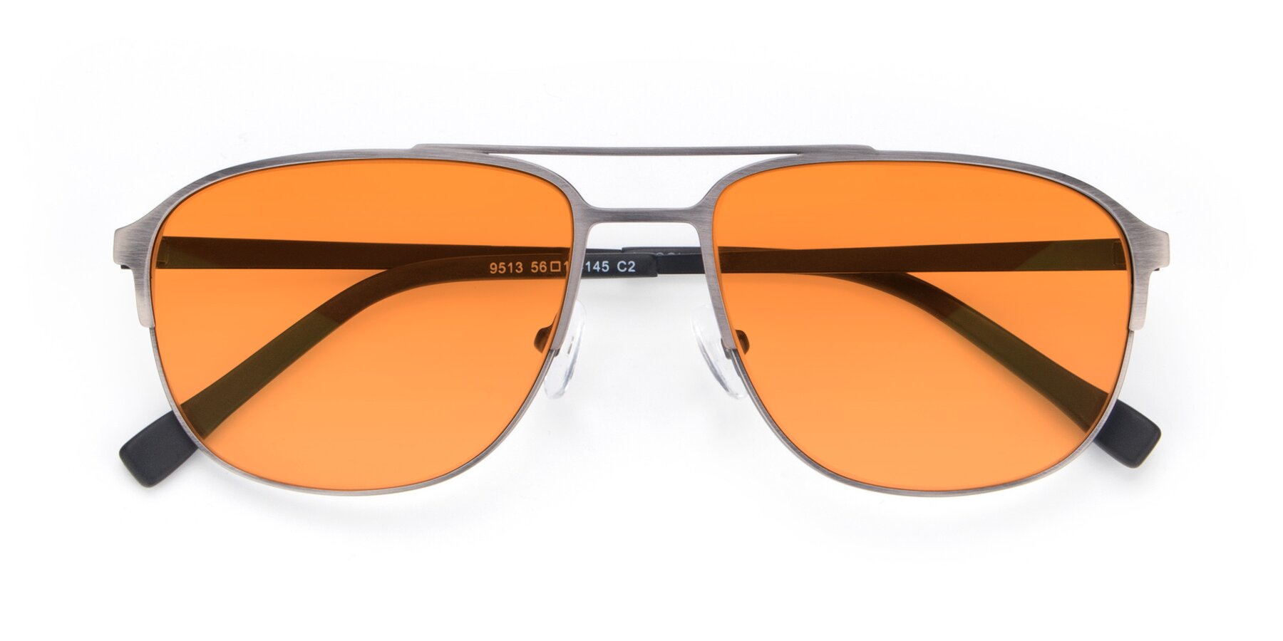 Folded Front of 9513 in Antique Silver with Orange Tinted Lenses
