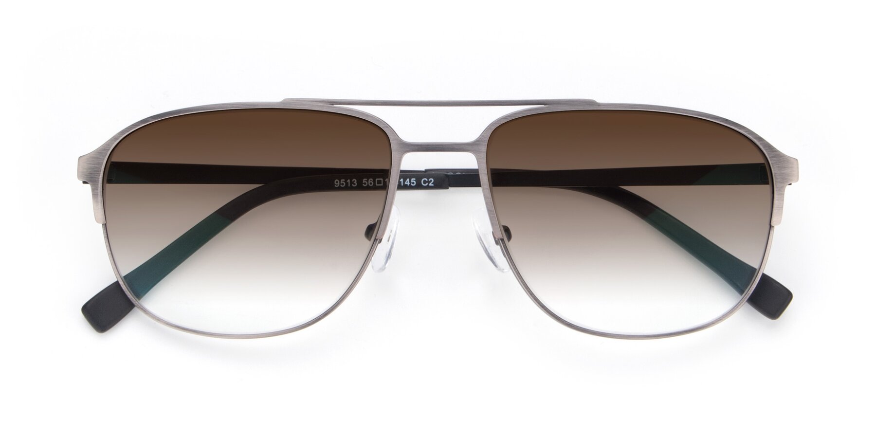 Folded Front of 9513 in Antique Silver with Brown Gradient Lenses