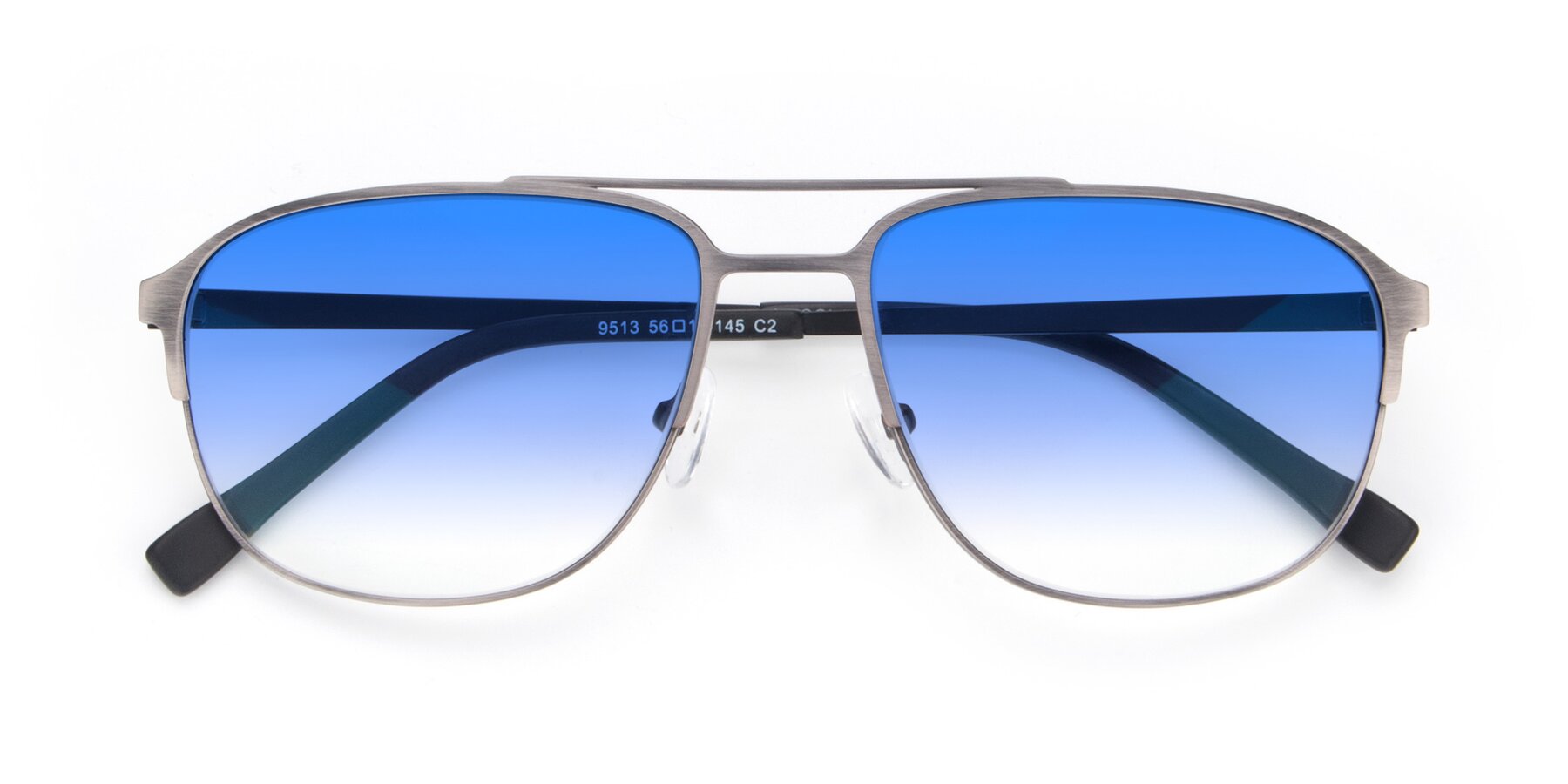 Folded Front of 9513 in Antique Silver with Blue Gradient Lenses