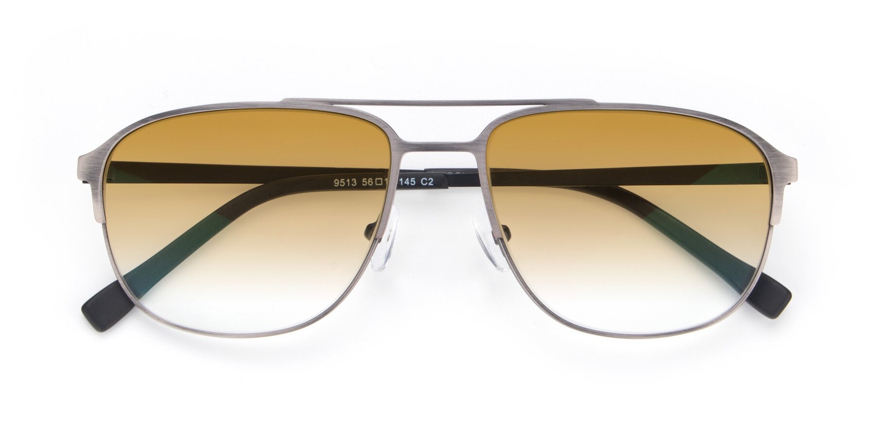 Folded Front of 9513 in Antique Silver with Champagne Gradient Lenses