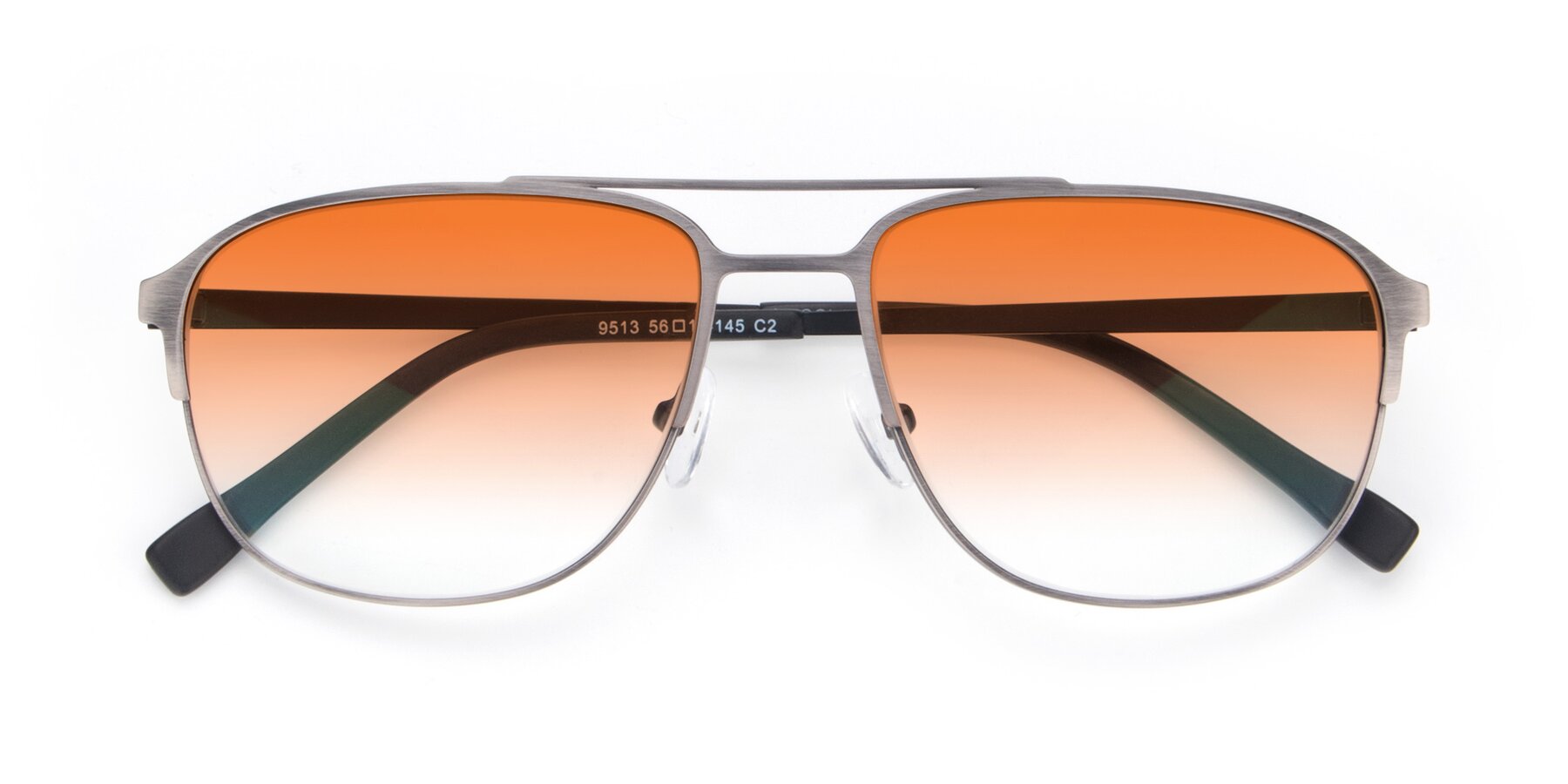 Folded Front of 9513 in Antique Silver with Orange Gradient Lenses