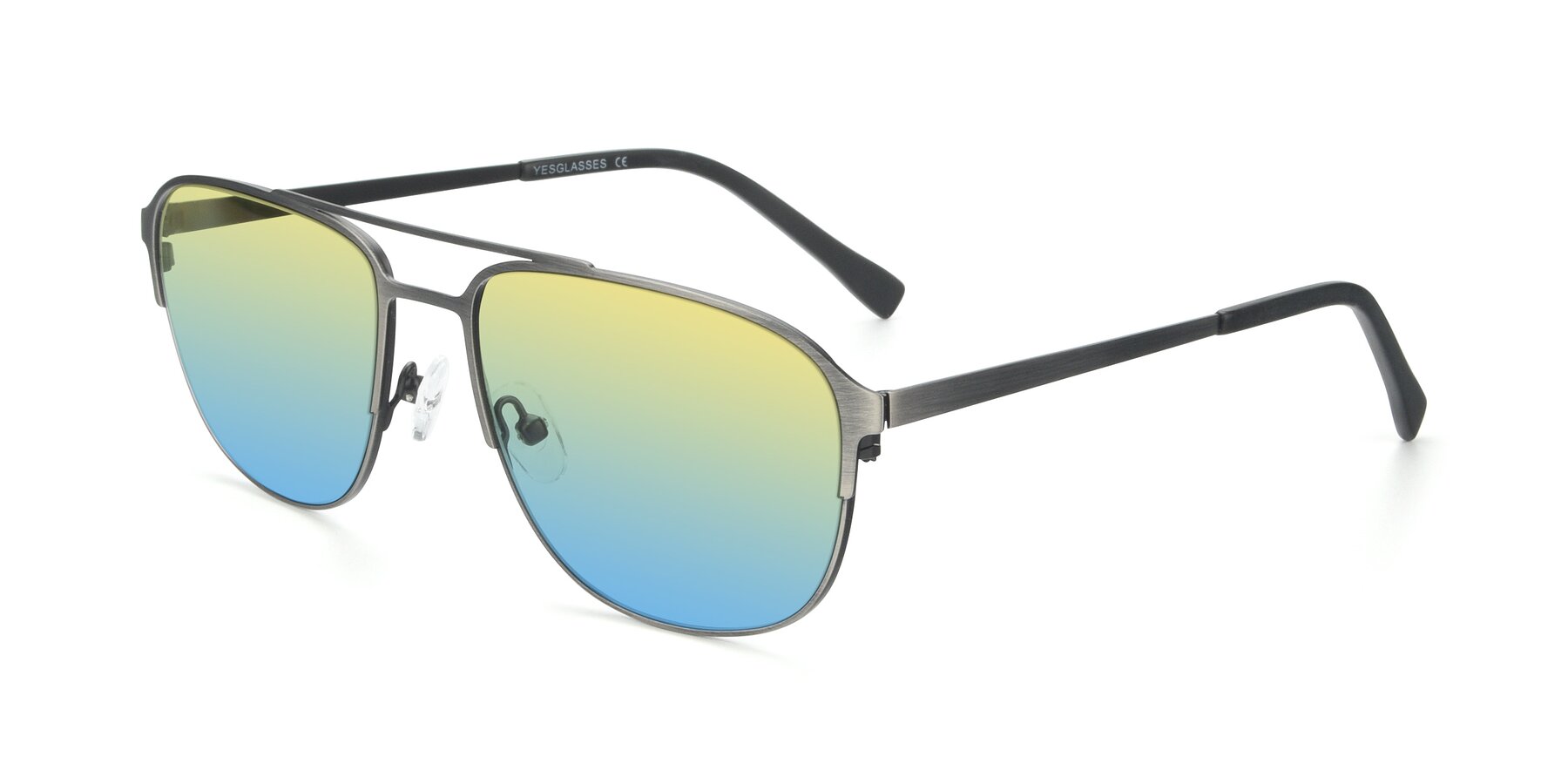 Angle of 9513 in Antique Silver with Yellow / Blue Gradient Lenses
