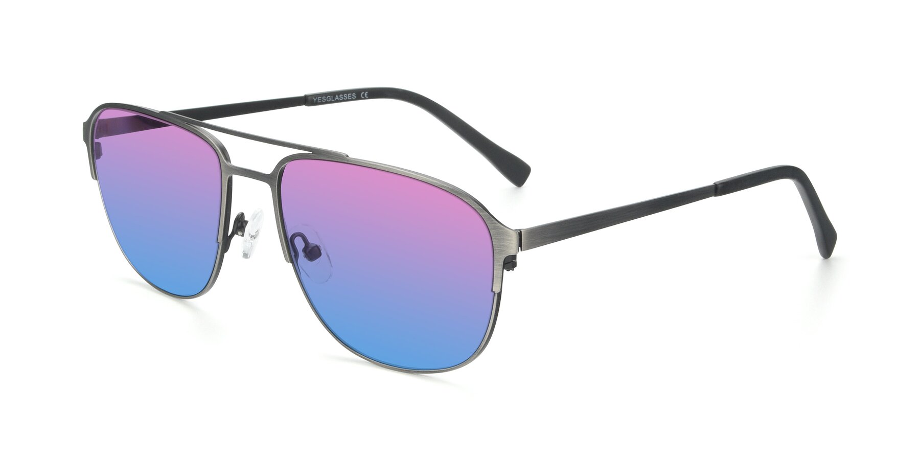 Angle of 9513 in Antique Silver with Pink / Blue Gradient Lenses