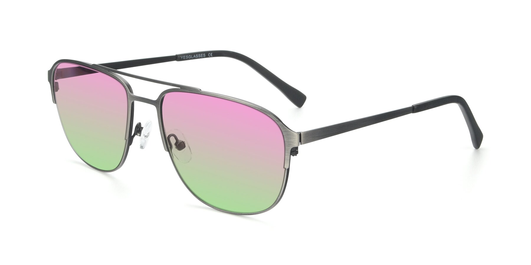 Angle of 9513 in Antique Silver with Pink / Green Gradient Lenses