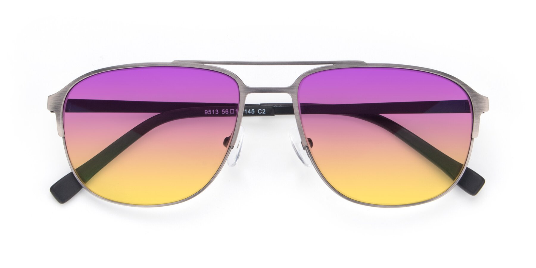 Folded Front of 9513 in Antique Silver with Purple / Yellow Gradient Lenses