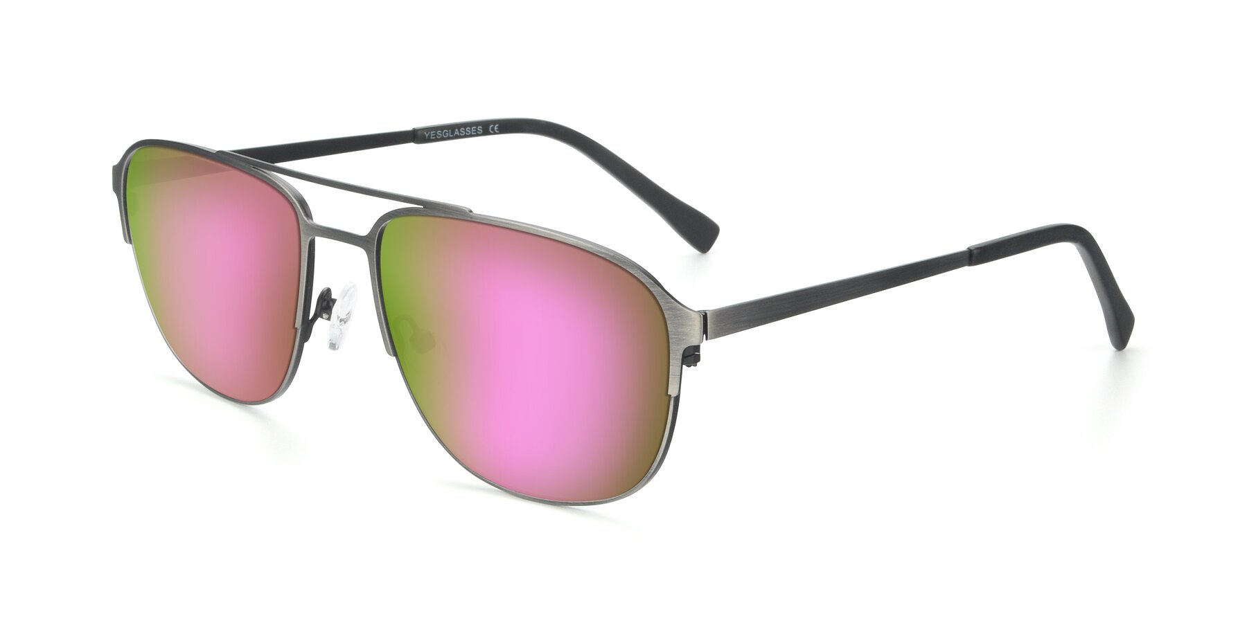 Angle of 9513 in Antique Silver with Pink Mirrored Lenses