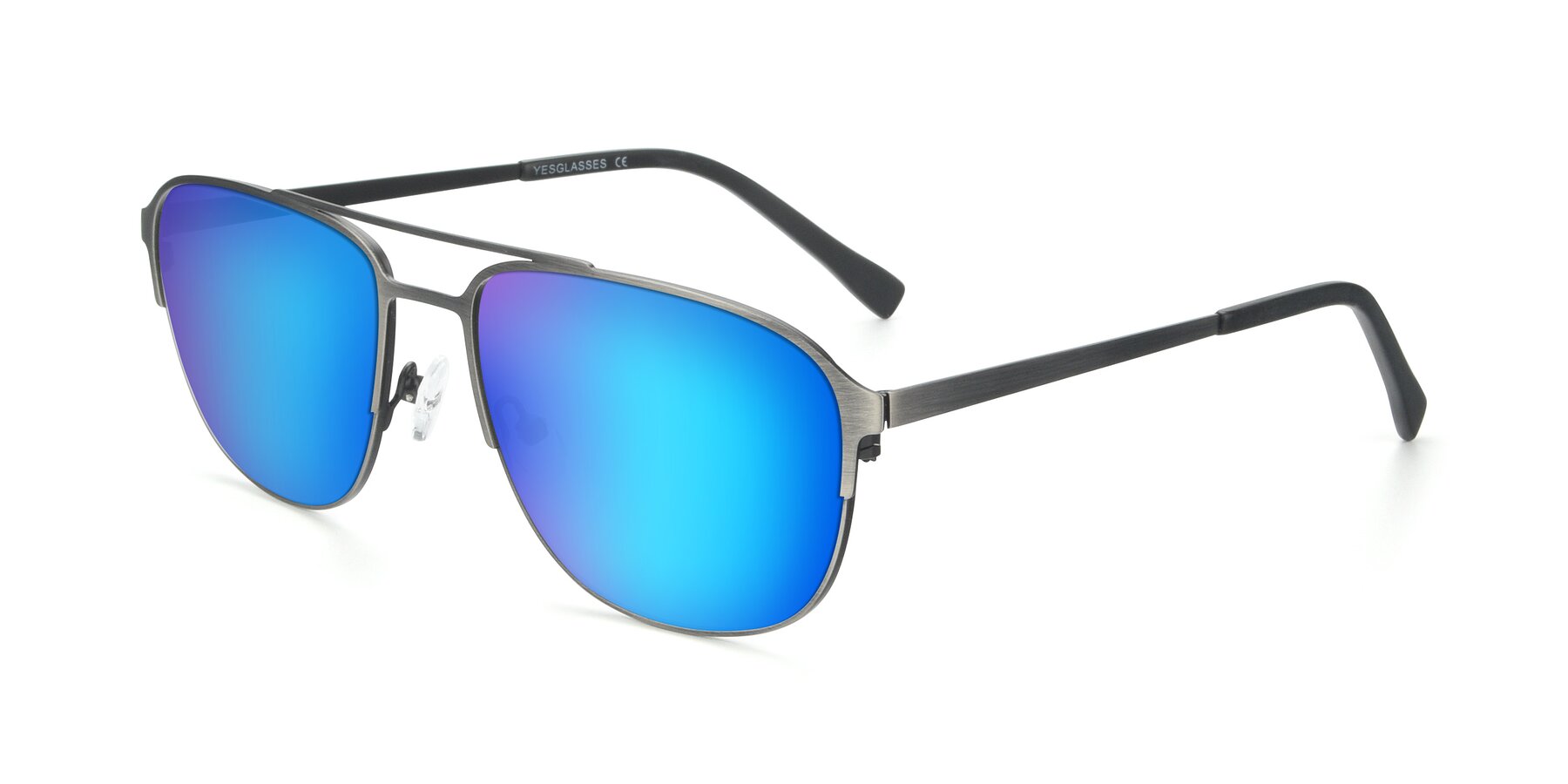 Angle of 9513 in Antique Silver with Blue Mirrored Lenses