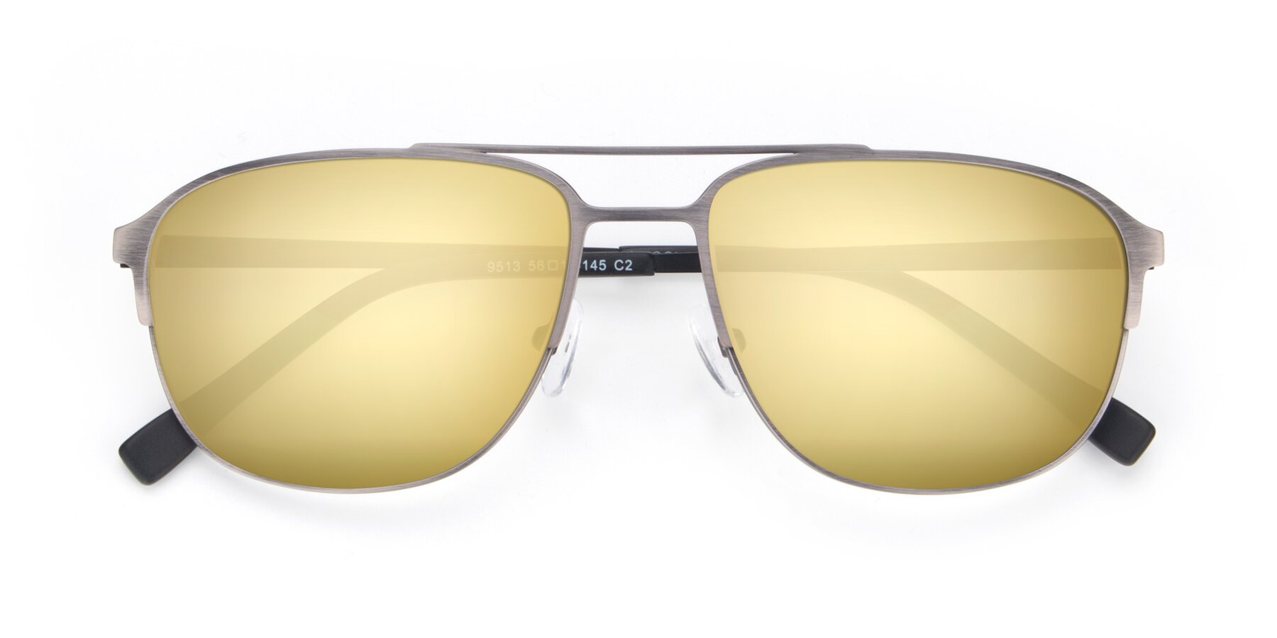 Folded Front of 9513 in Antique Silver with Gold Mirrored Lenses