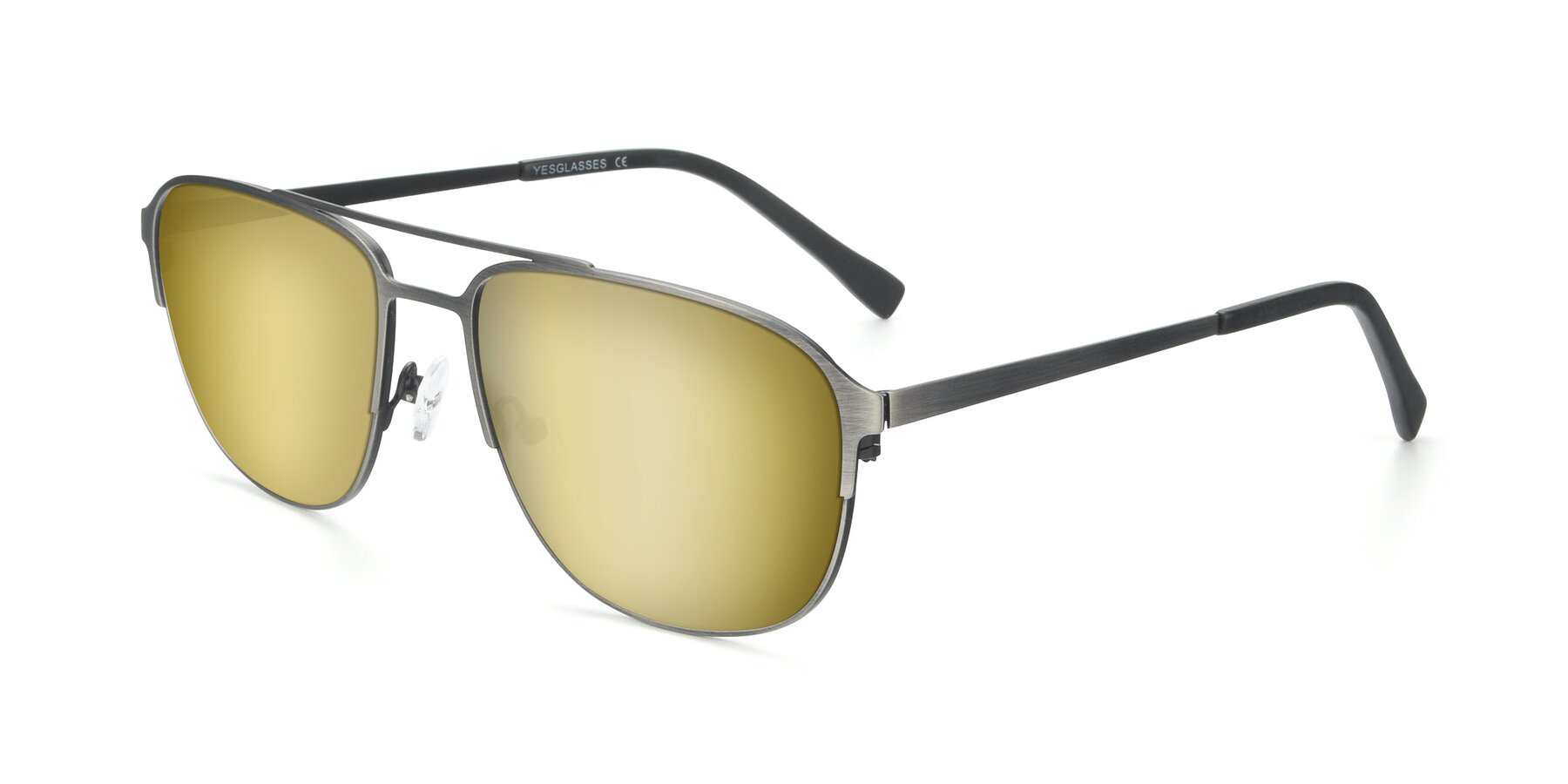 Angle of 9513 in Antique Silver with Gold Mirrored Lenses