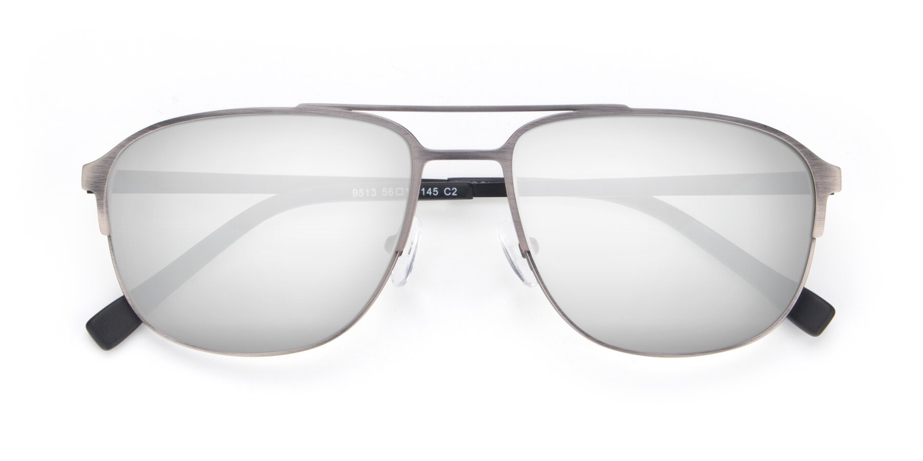 Folded Front of 9513 in Antique Silver with Silver Mirrored Lenses