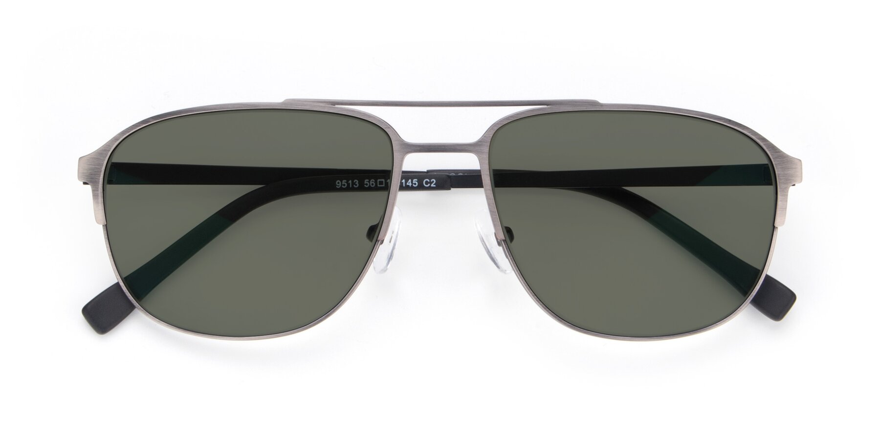 Folded Front of 9513 in Antique Silver with Gray Polarized Lenses