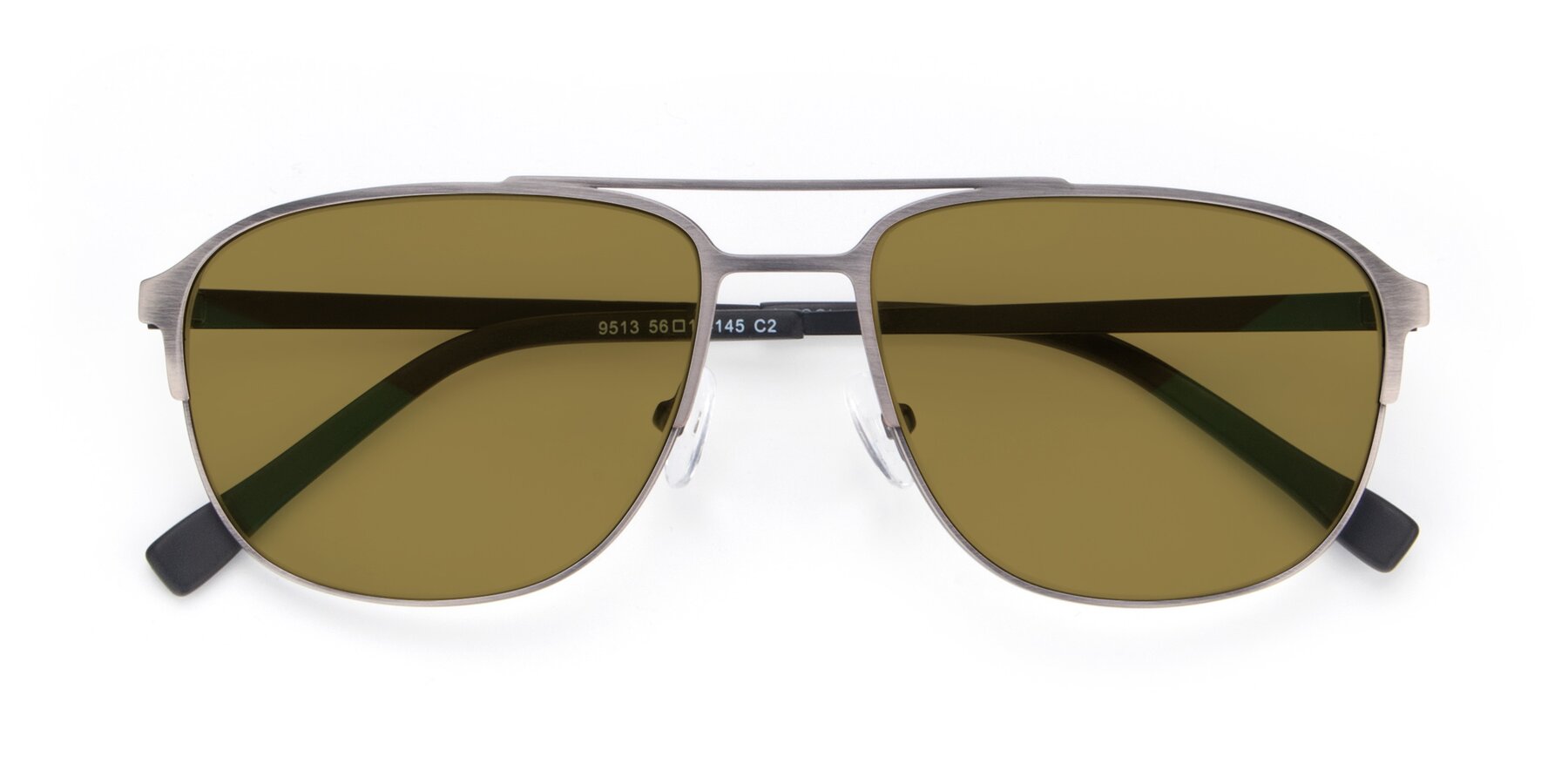 Folded Front of 9513 in Antique Silver with Brown Polarized Lenses
