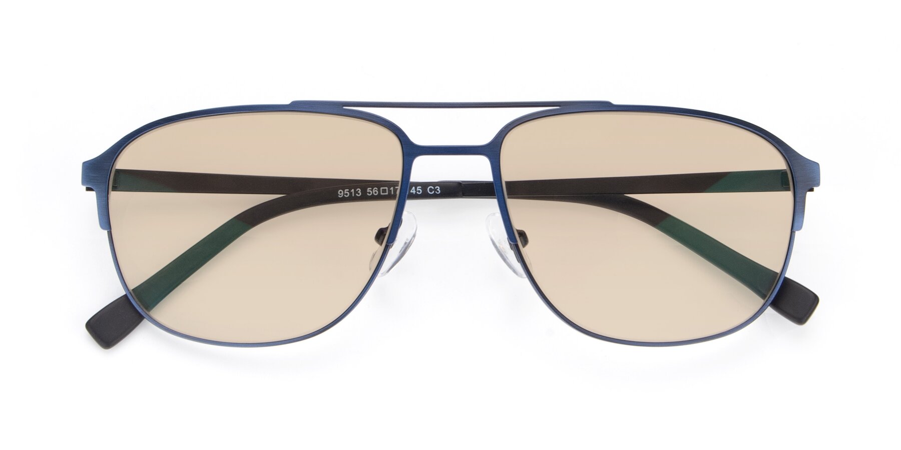 Folded Front of 9513 in Antique Blue with Light Brown Tinted Lenses