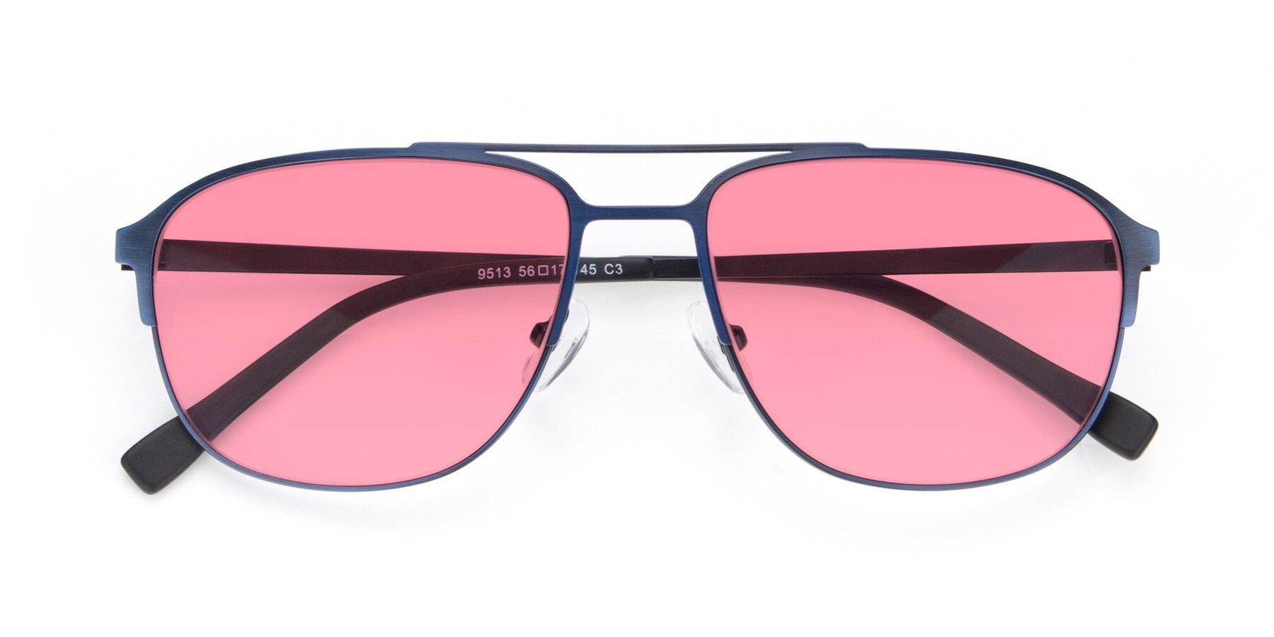 Folded Front of 9513 in Antique Blue with Pink Tinted Lenses