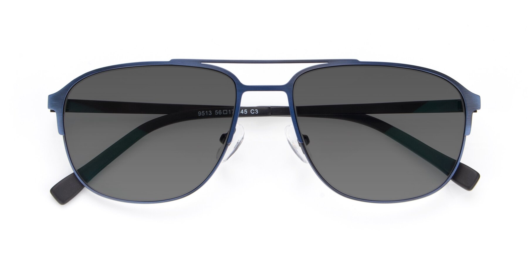 Folded Front of 9513 in Antique Blue with Medium Gray Tinted Lenses