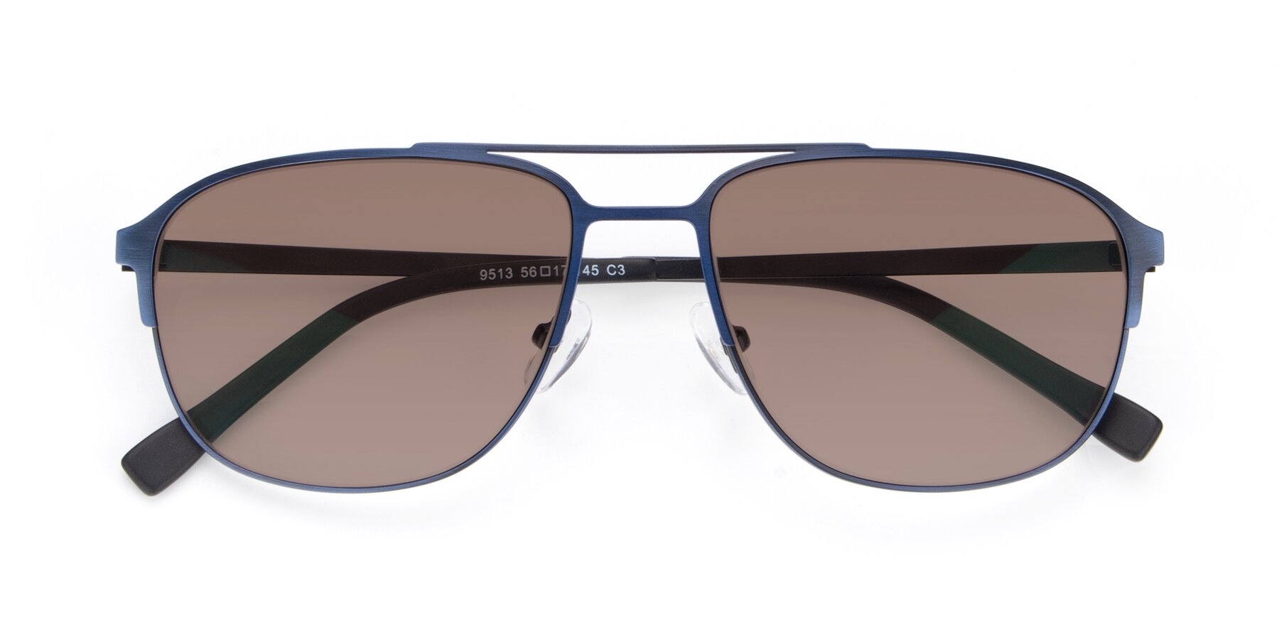 Folded Front of 9513 in Antique Blue with Medium Brown Tinted Lenses