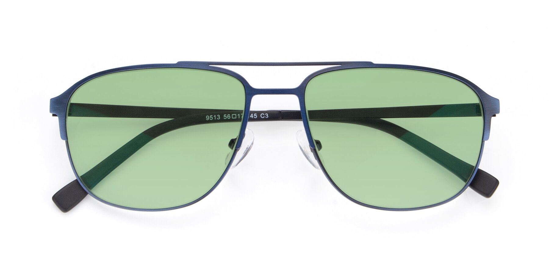 Folded Front of 9513 in Antique Blue with Medium Green Tinted Lenses