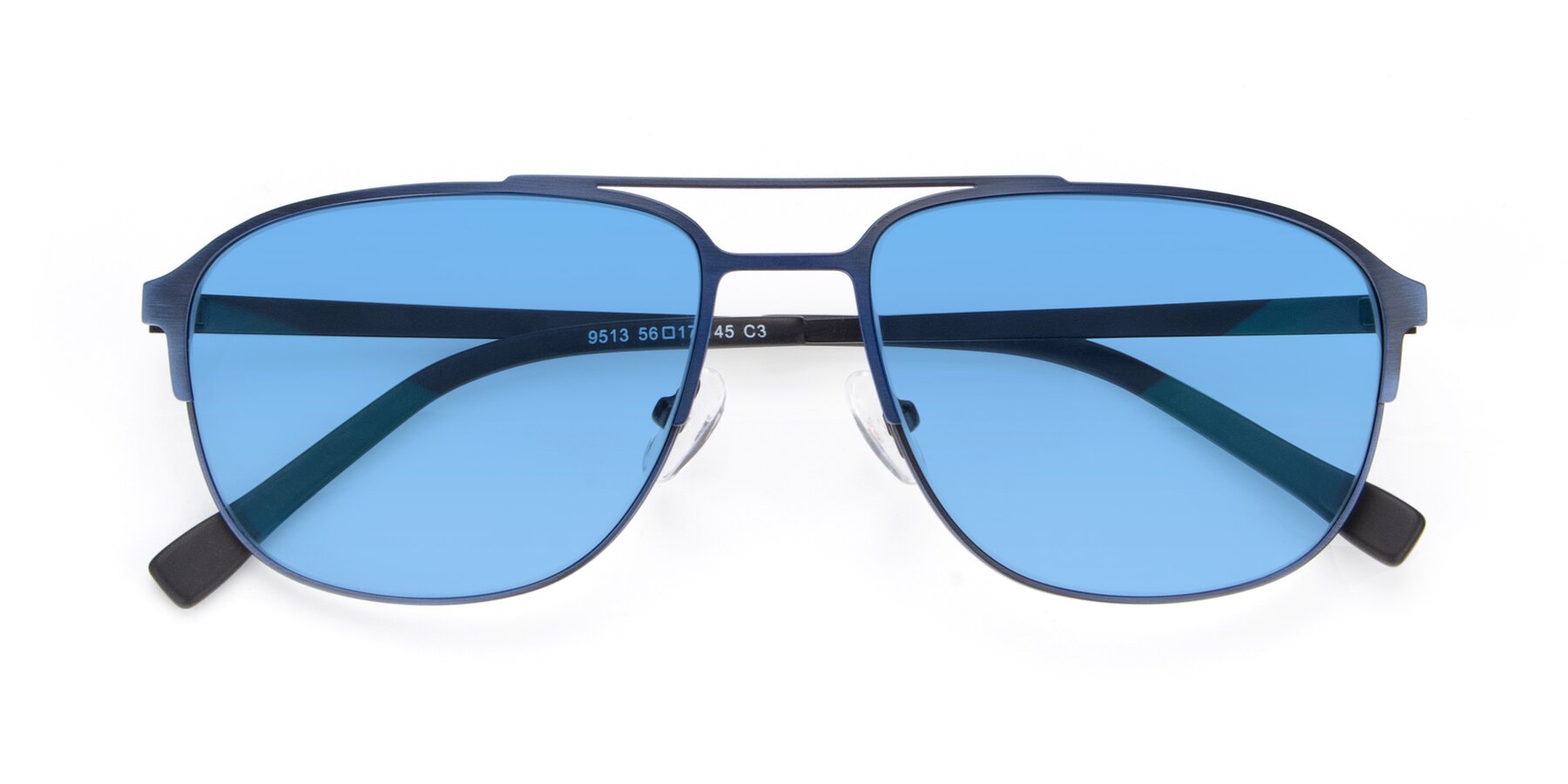 Folded Front of 9513 in Antique Blue with Medium Blue Tinted Lenses