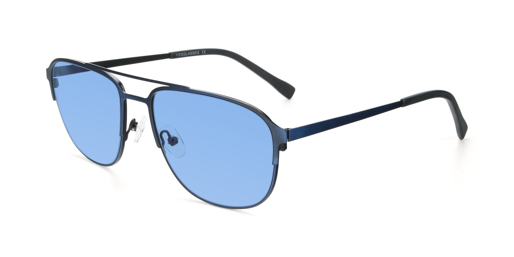 Angle of 9513 in Antique Blue with Medium Blue Tinted Lenses