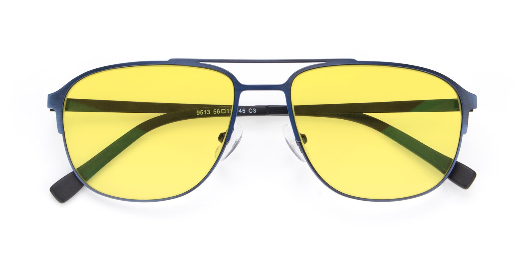 Folded Front of 9513 in Antique Blue with Medium Yellow Tinted Lenses