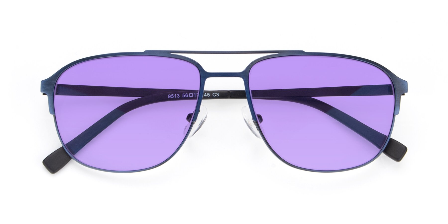 Folded Front of 9513 in Antique Blue with Medium Purple Tinted Lenses