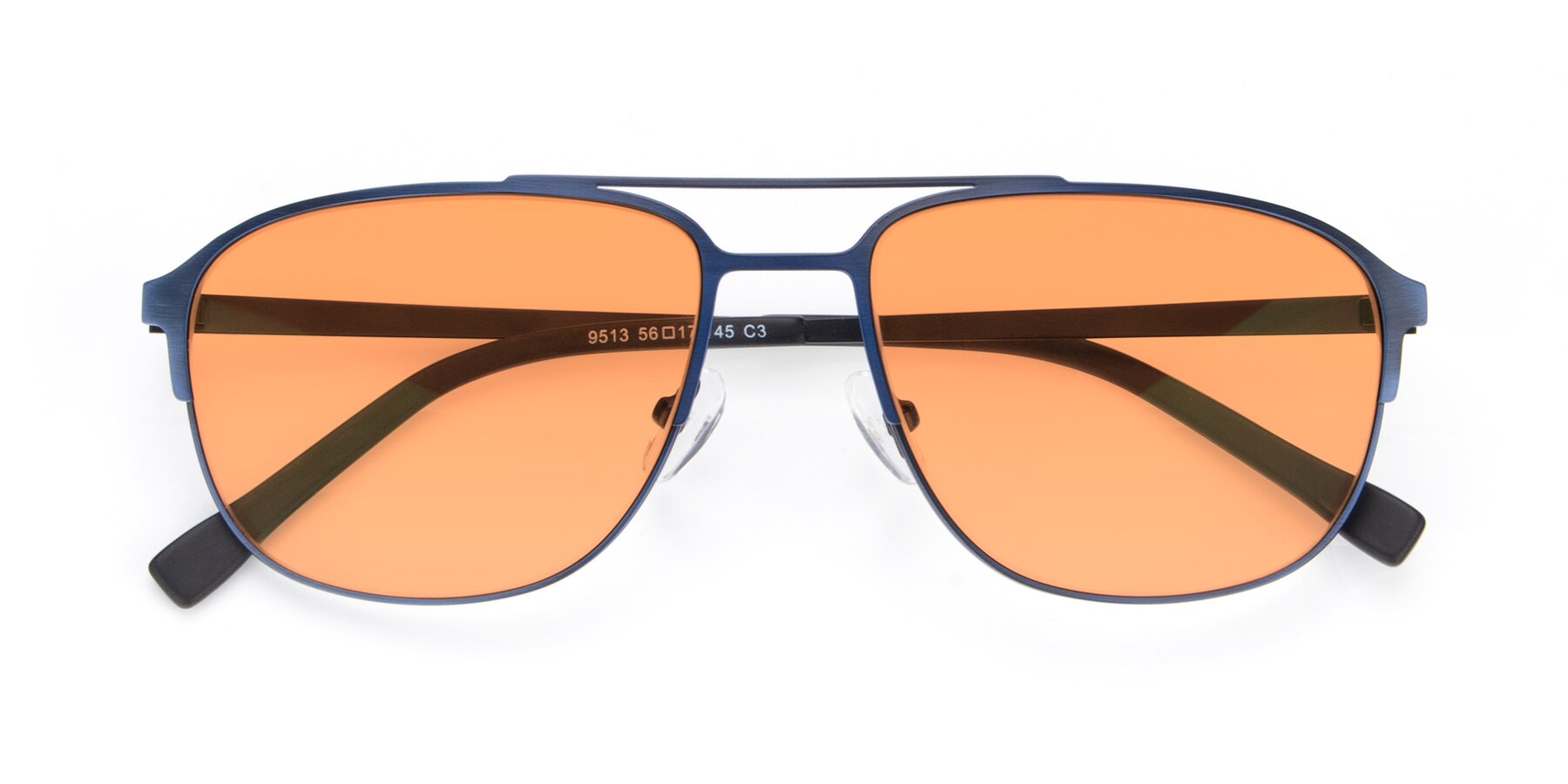 Folded Front of 9513 in Antique Blue with Medium Orange Tinted Lenses