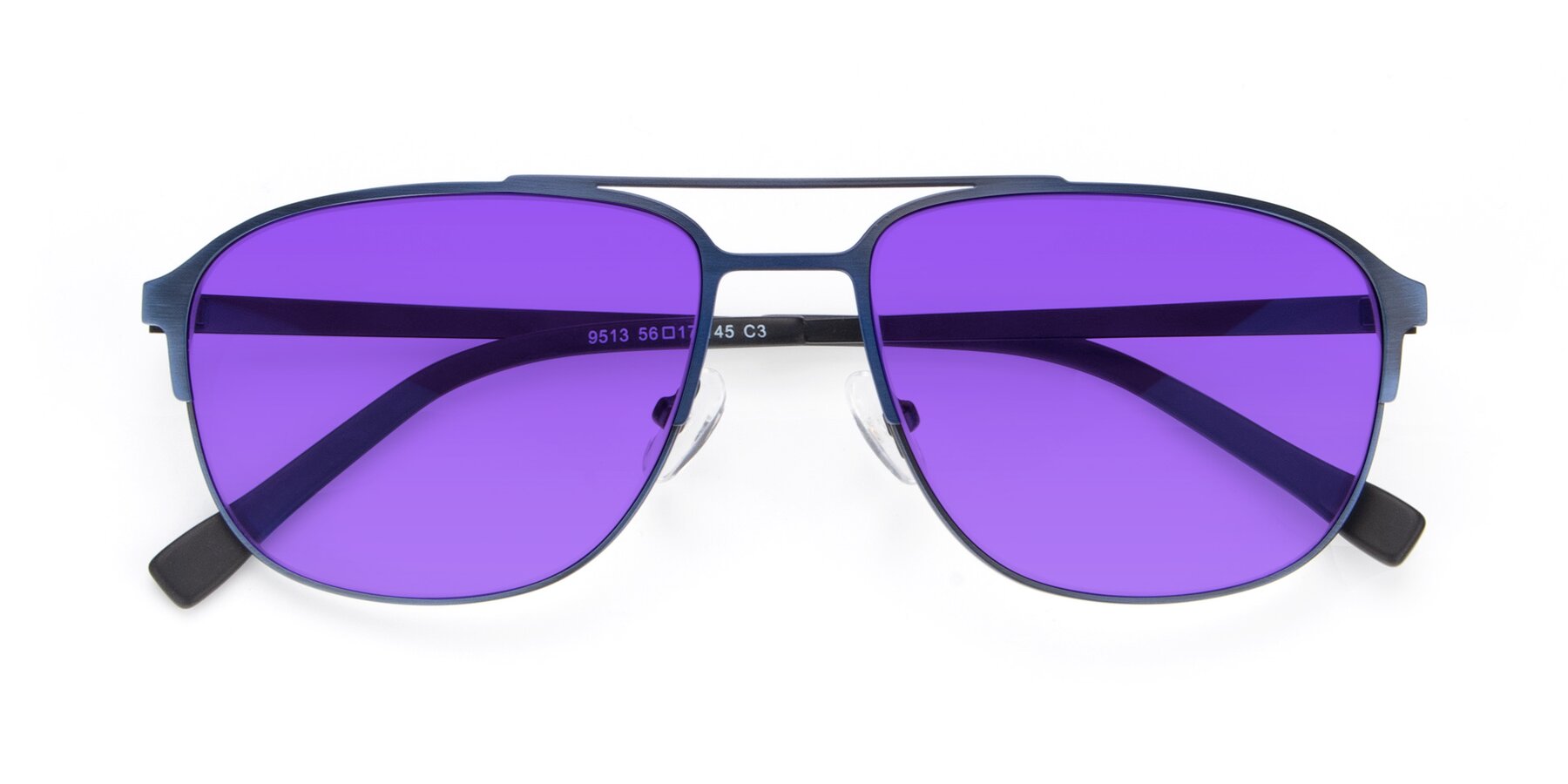 Folded Front of 9513 in Antique Blue with Purple Tinted Lenses